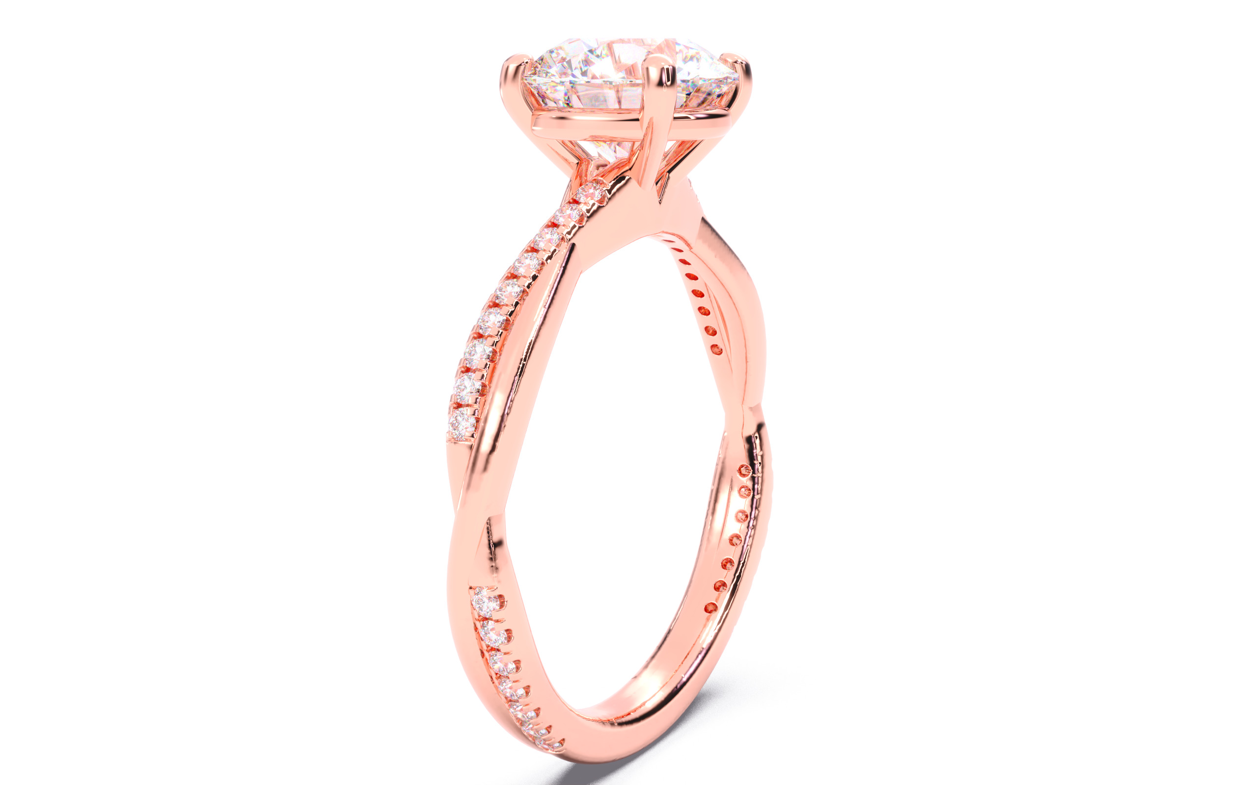 Round Diamond Pave Setting Solitaire Ring 3D print model_19