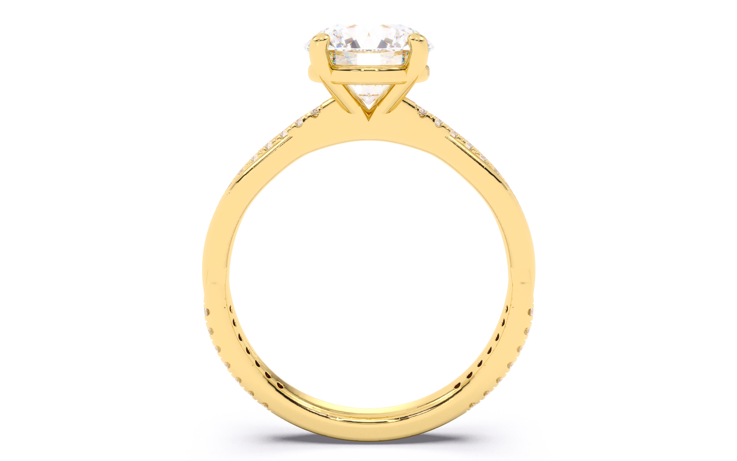 Round Diamond Pave Setting Solitaire Ring 3D print model_8
