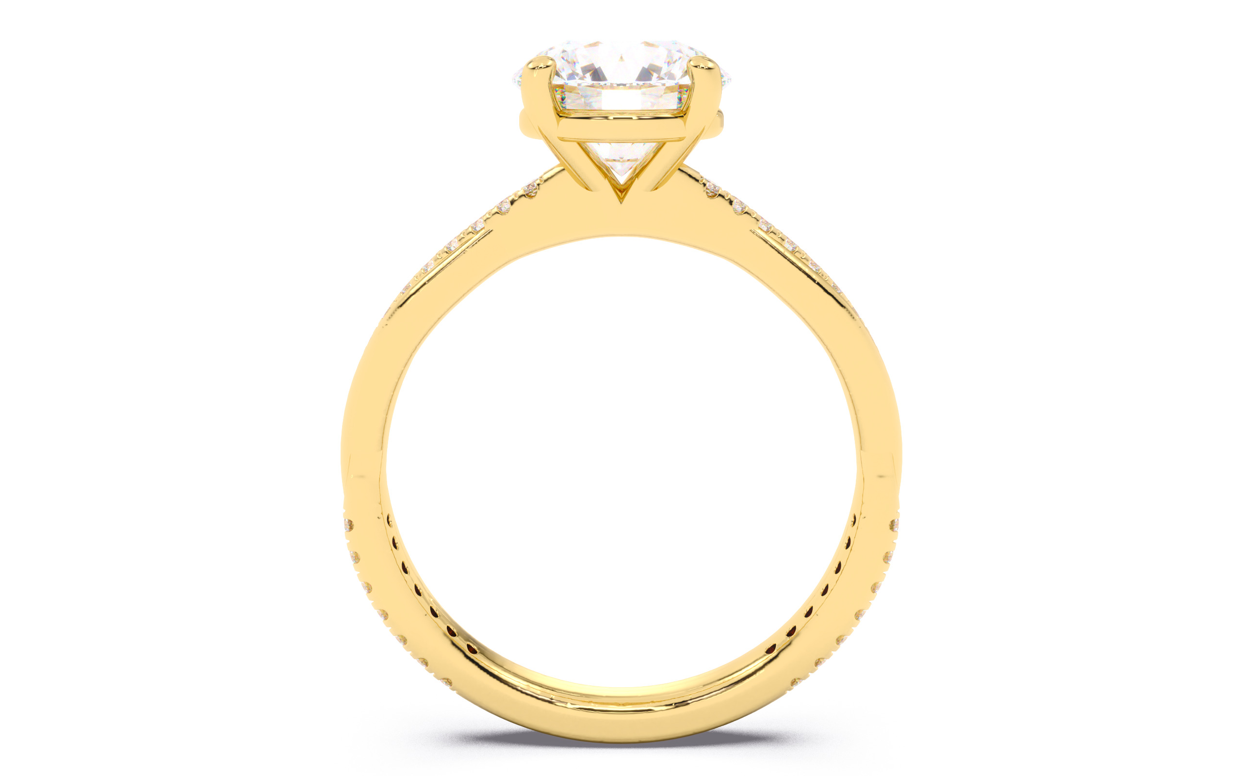 Round Diamond Pave Setting Solitaire Ring 3D print model_7
