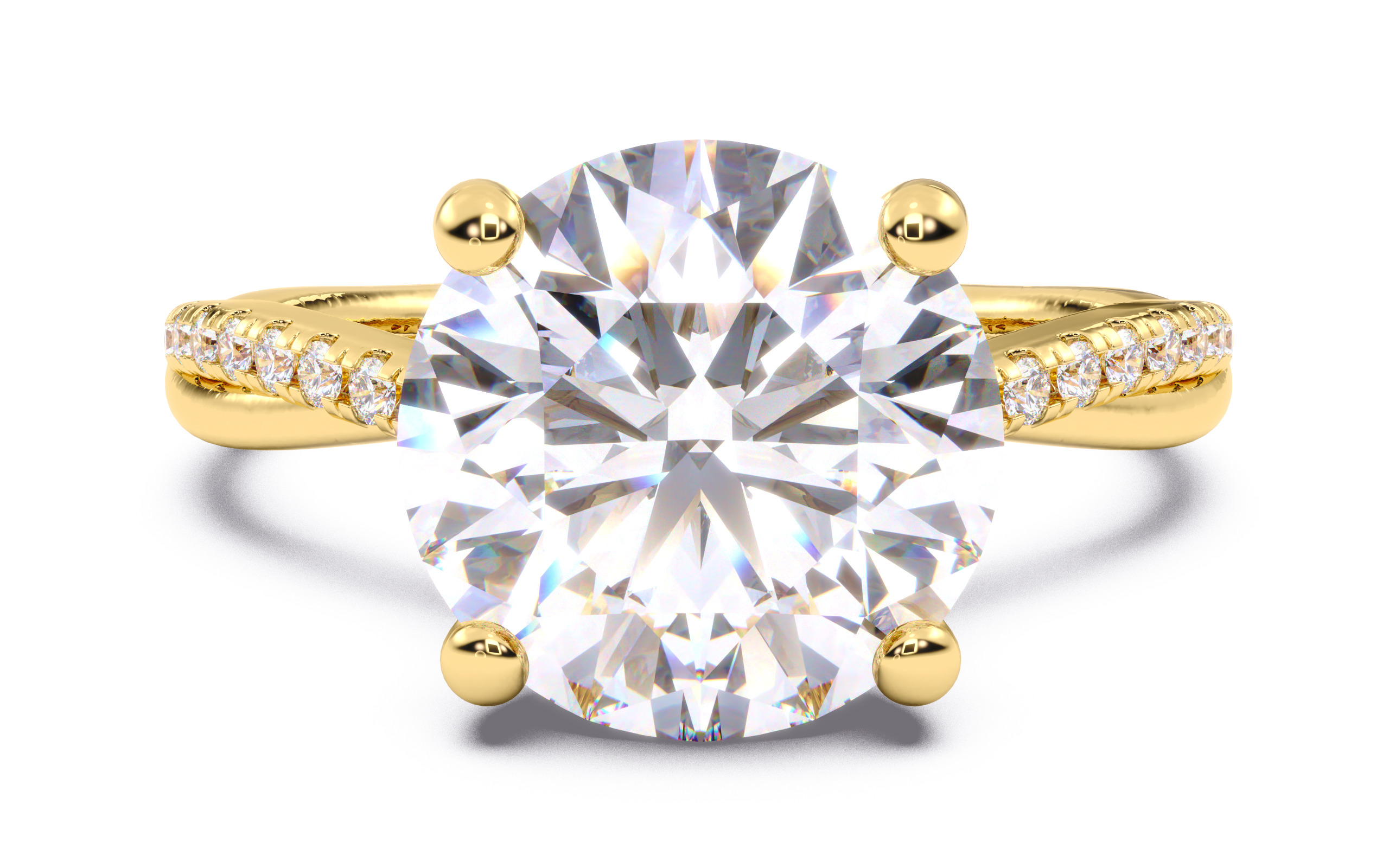 Round Diamond Pave Setting Solitaire Ring 3D print model_15