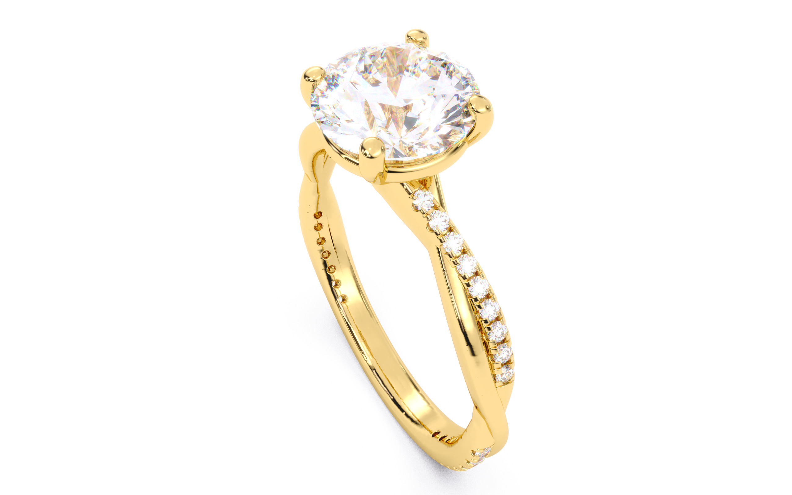 Round Diamond Pave Setting Solitaire Ring 3D print model_23