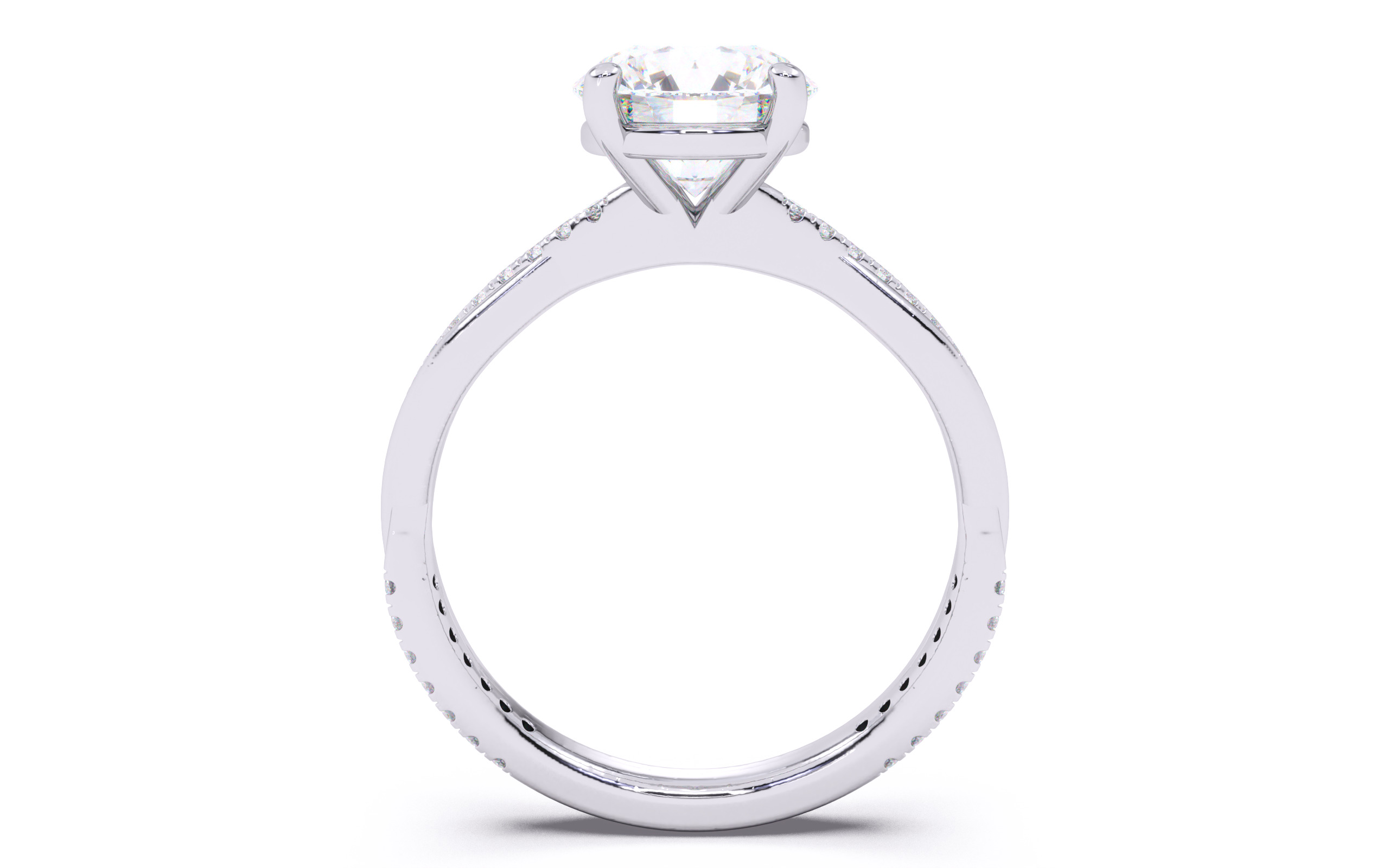 Round Diamond Pave Setting Solitaire Ring 3D print model_6