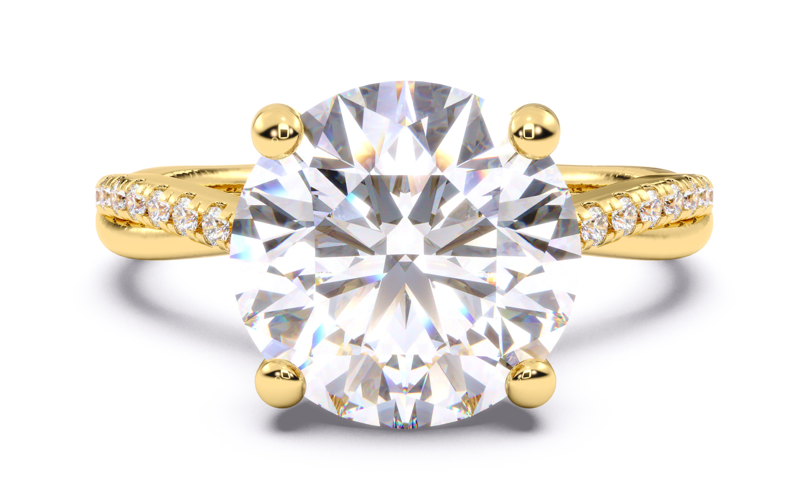 Round Diamond Pave Setting Solitaire Ring 3D print model_16