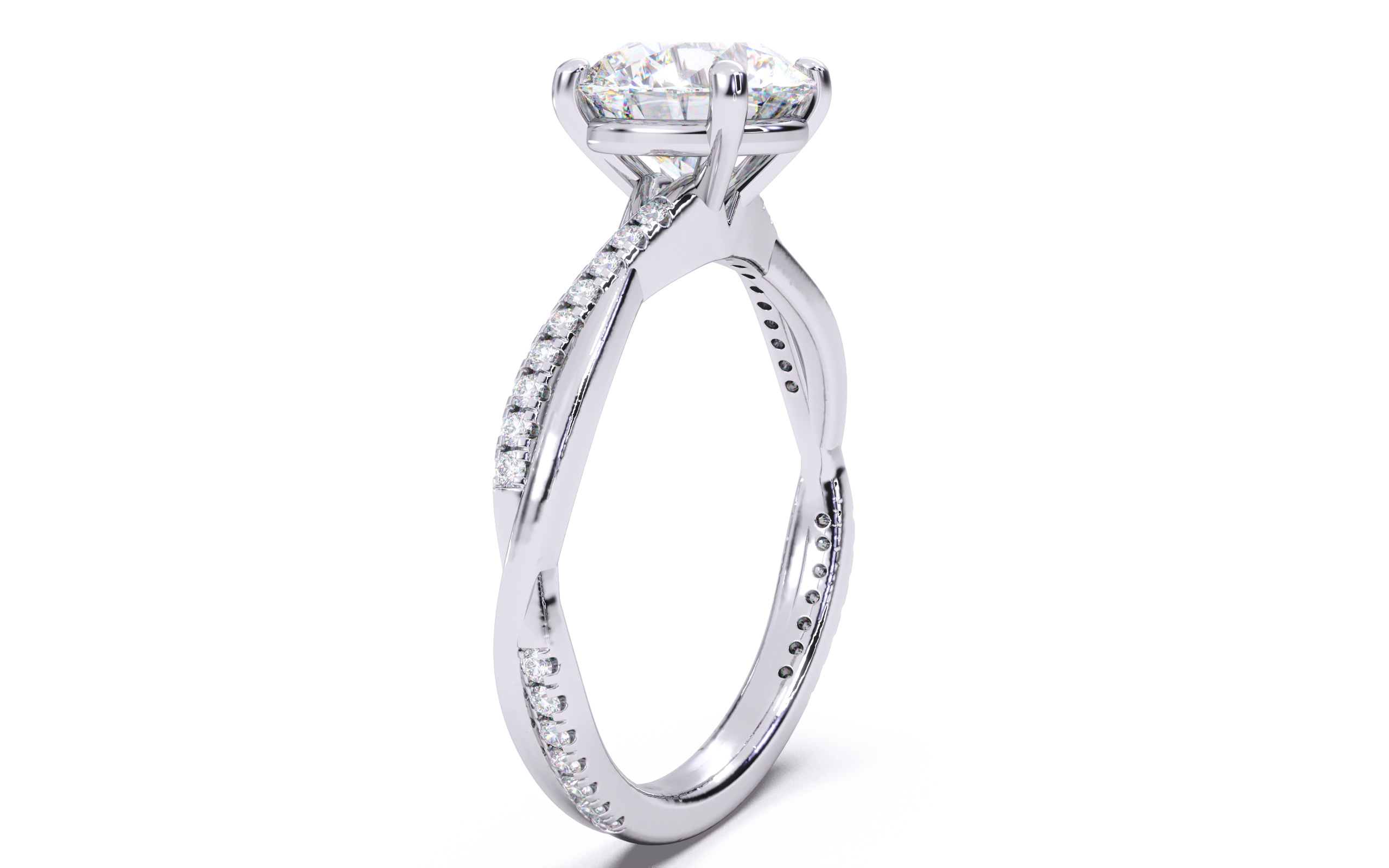 Round Diamond Pave Setting Solitaire Ring 3D print model_18