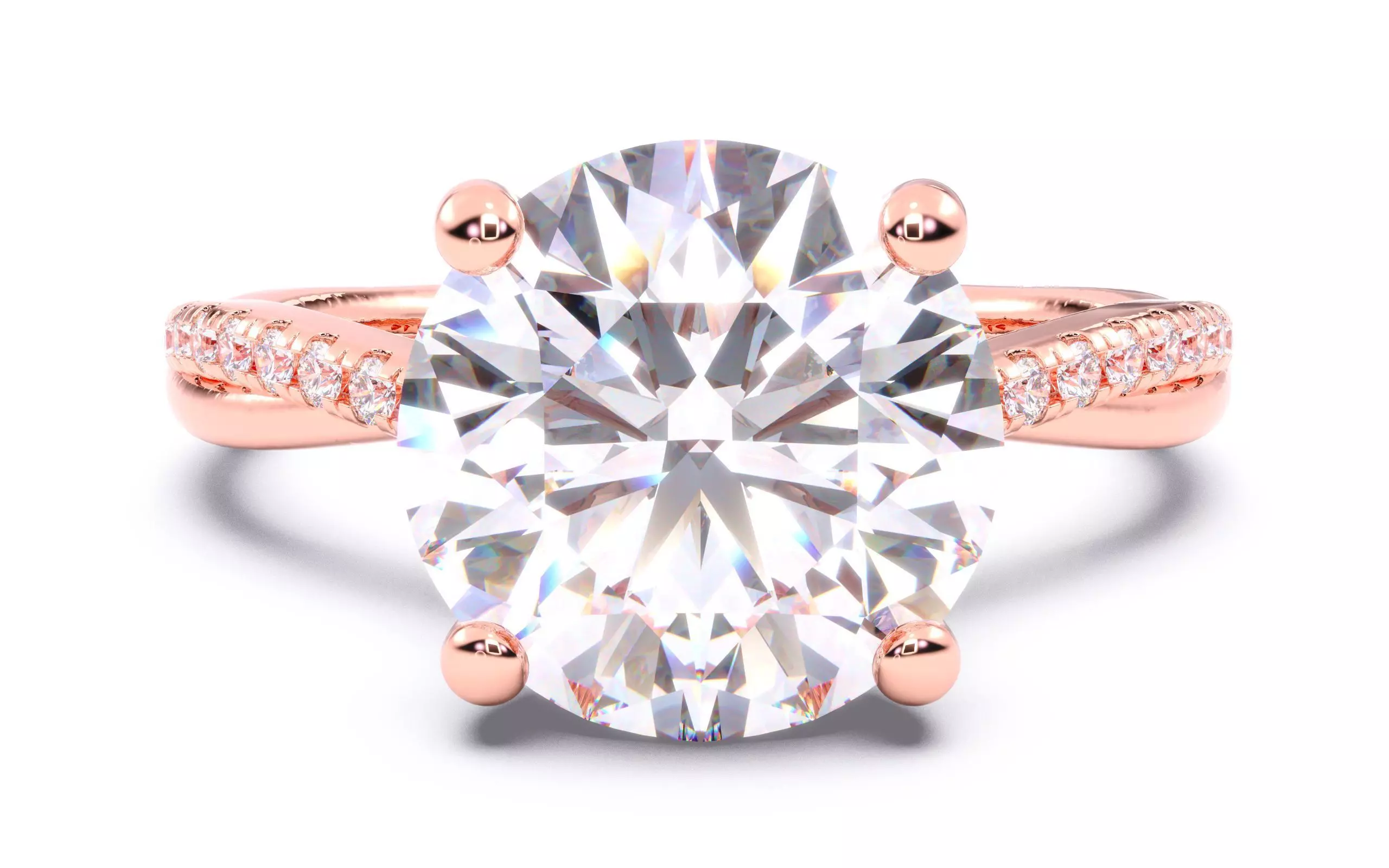 Round Diamond Pave Setting Solitaire Ring 3D print model_0