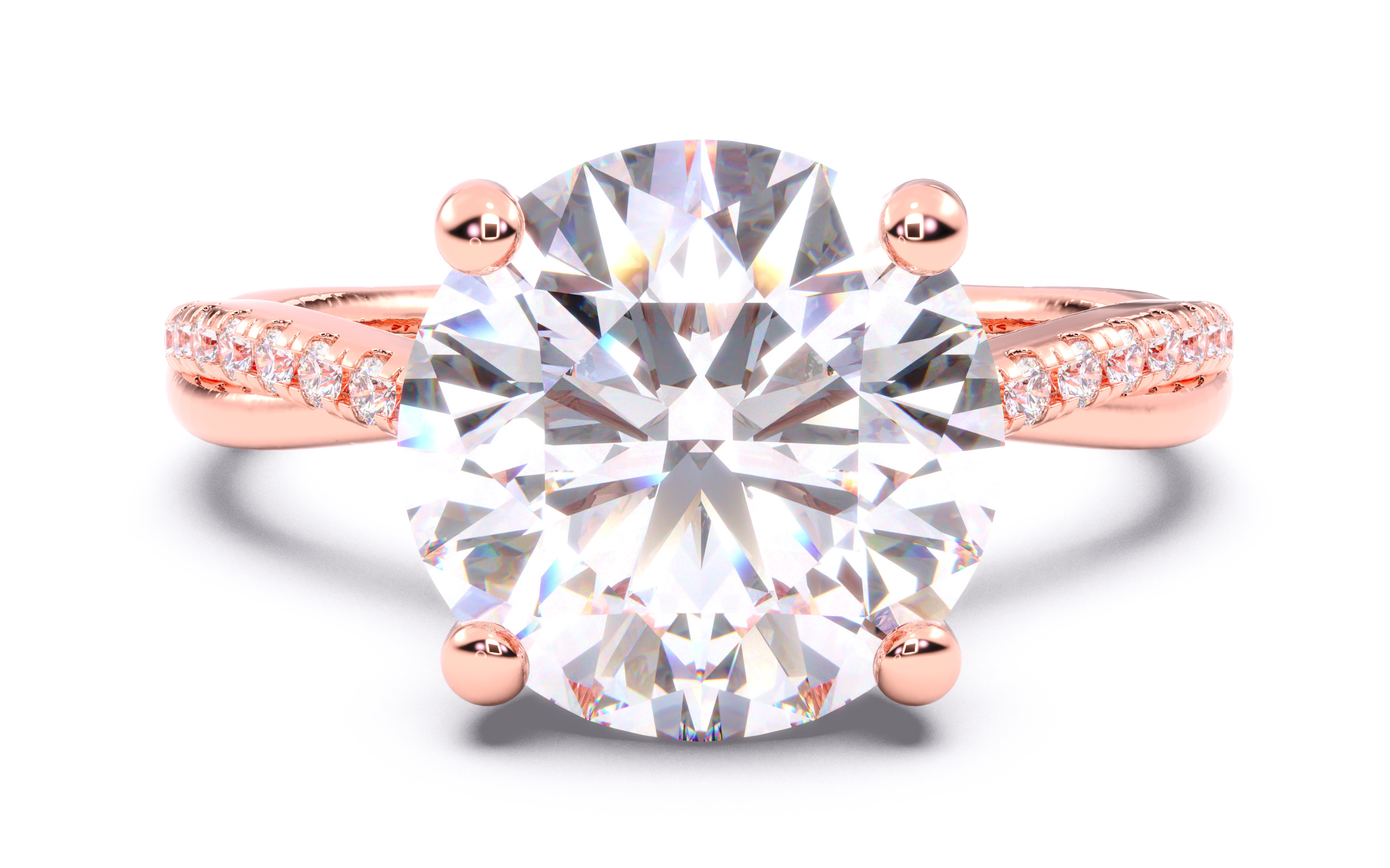 Round Diamond Pave Setting Solitaire Ring 3D print model_11