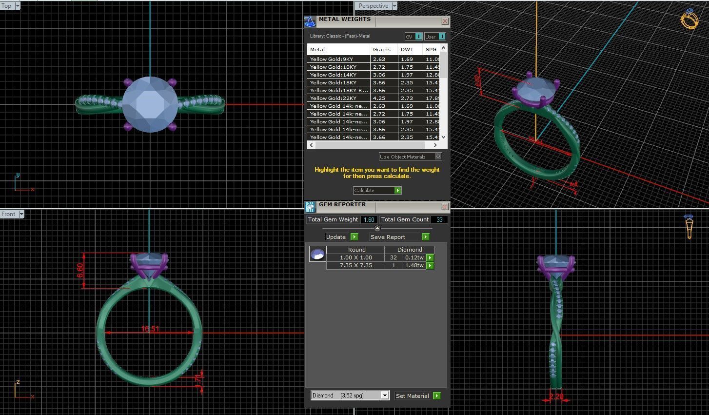 Round Diamond Pave Setting Solitaire Ring 3D print model_1