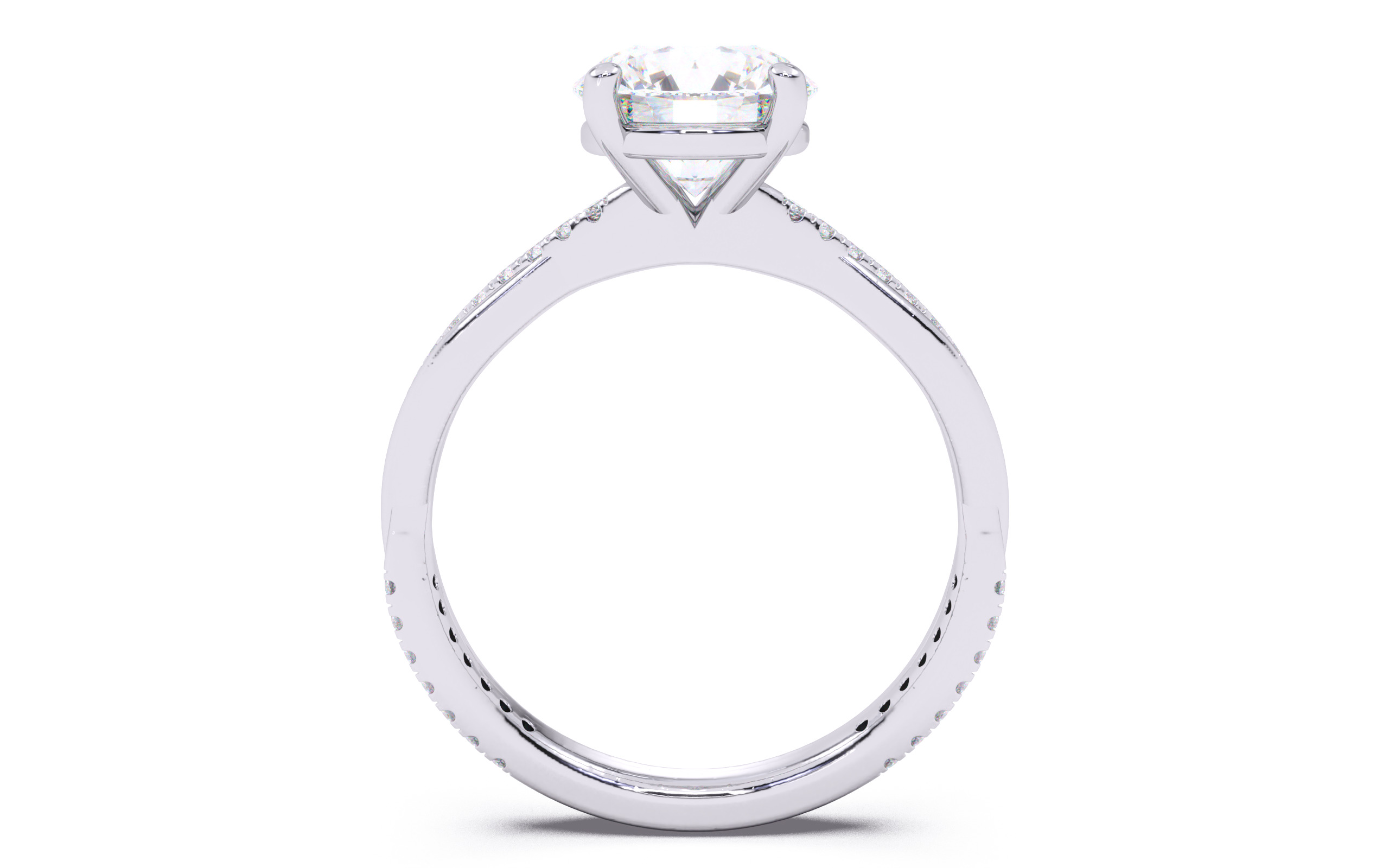 Round Diamond Pave Setting Solitaire Ring 3D print model_5