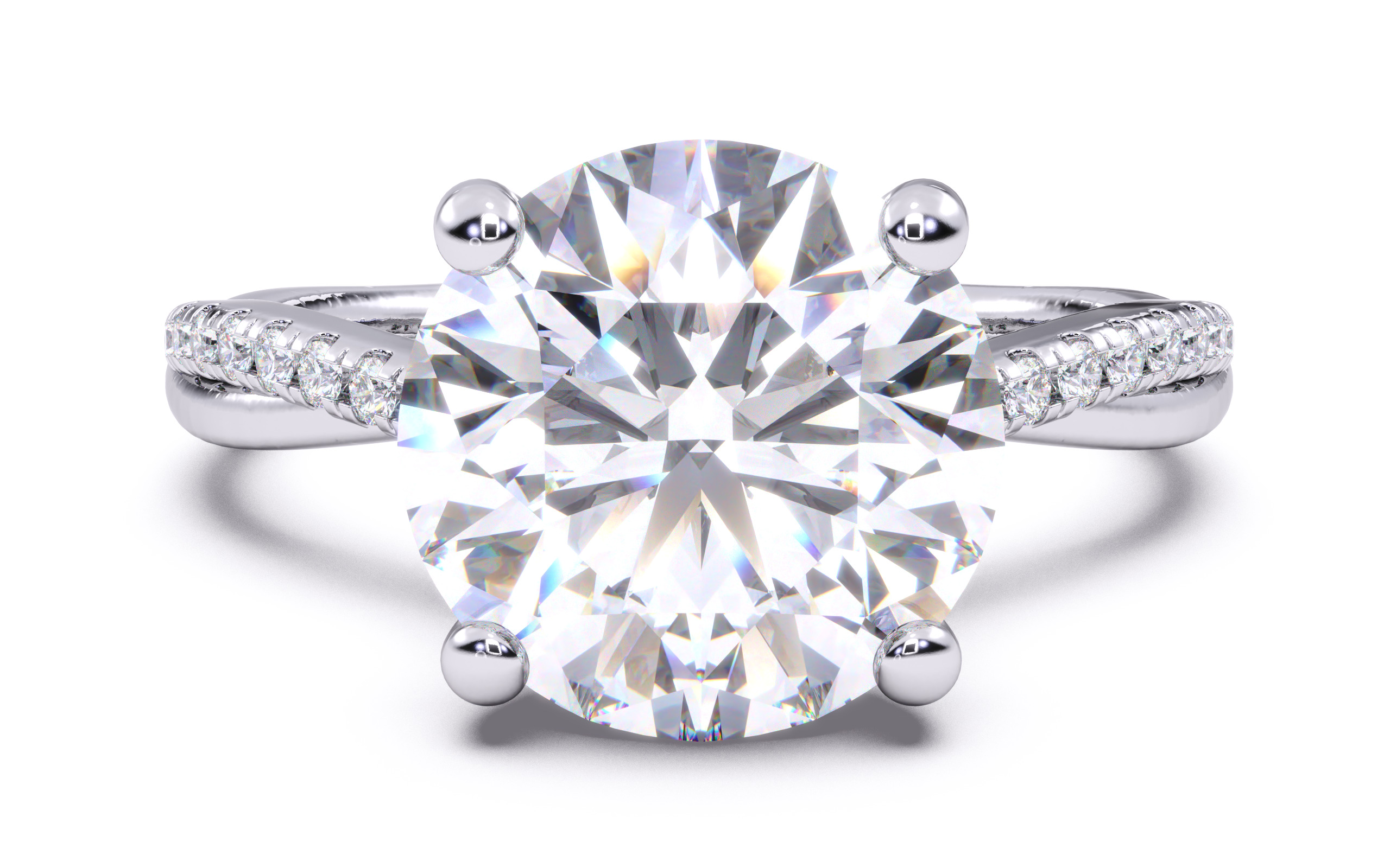 Round Diamond Pave Setting Solitaire Ring 3D print model_14