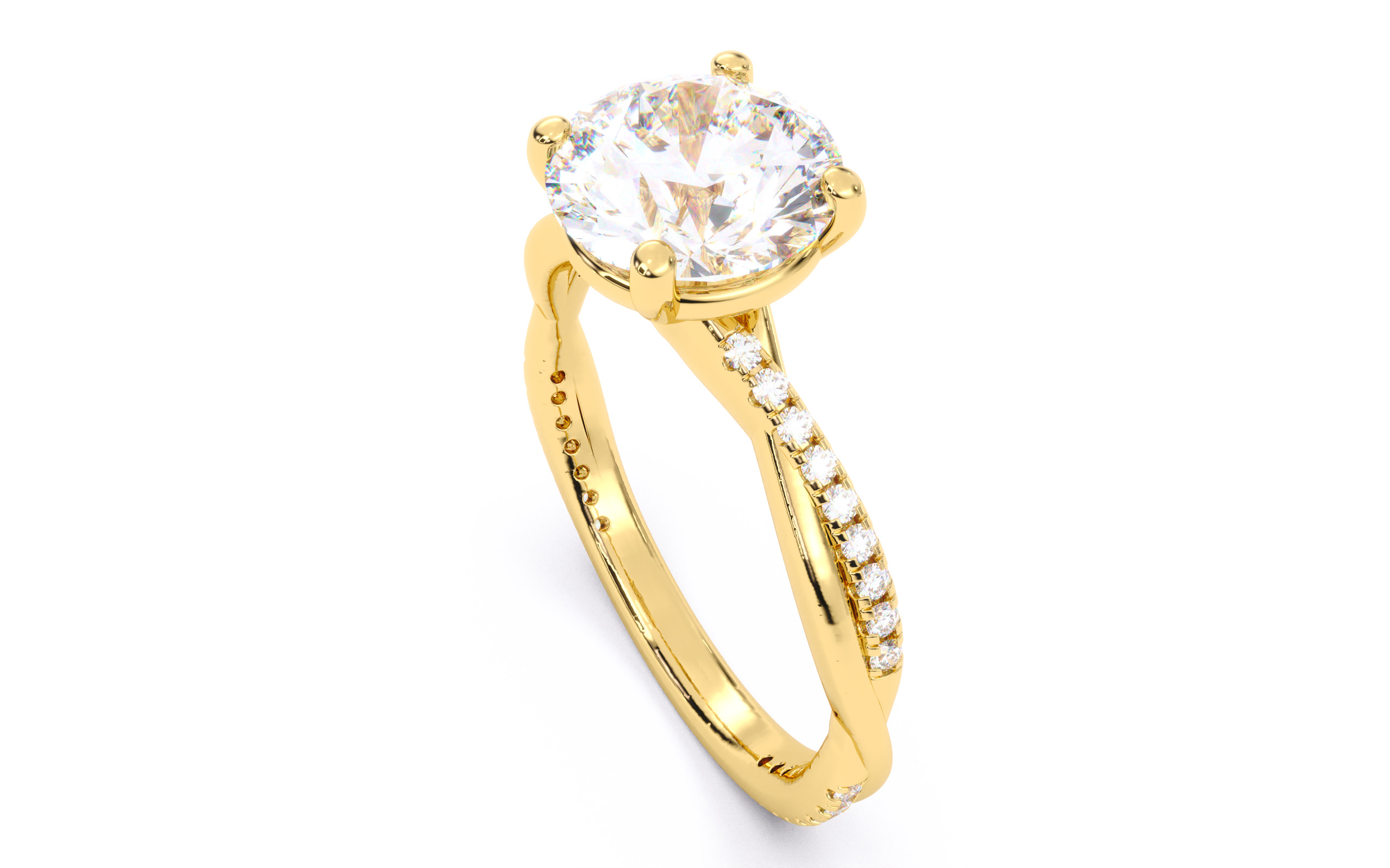 Round Diamond Pave Setting Solitaire Ring 3D print model_24