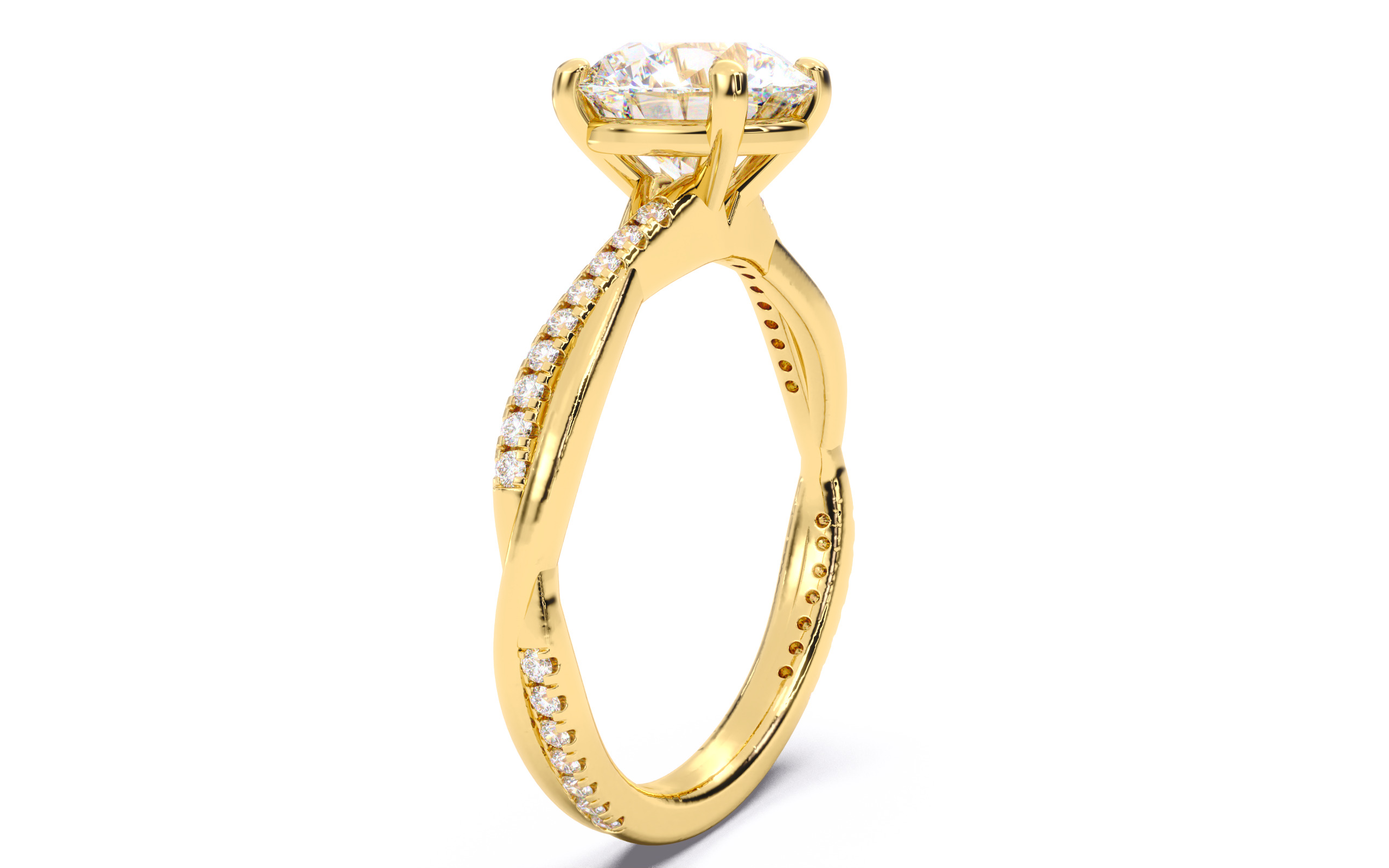 Round Diamond Pave Setting Solitaire Ring 3D print model_17