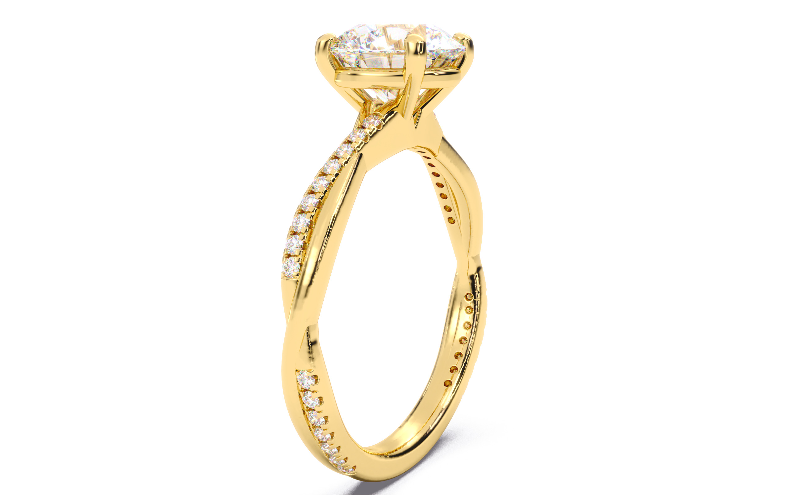 Round Diamond Pave Setting Solitaire Ring 3D print model_2