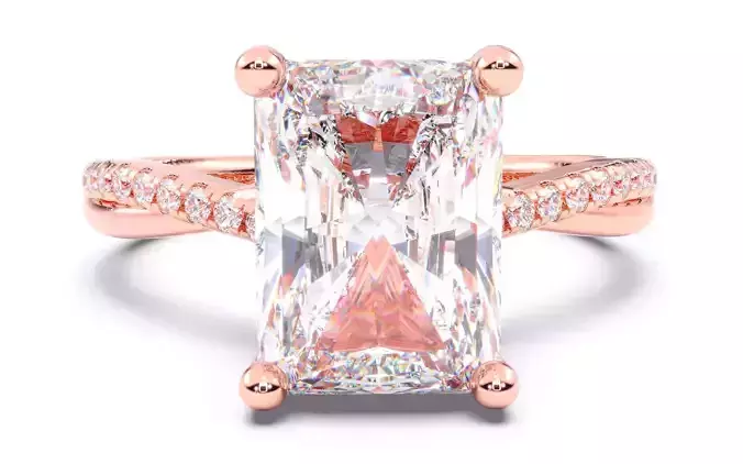 Radiant Diamond Pave Setting Solitaire Ring  3D print model