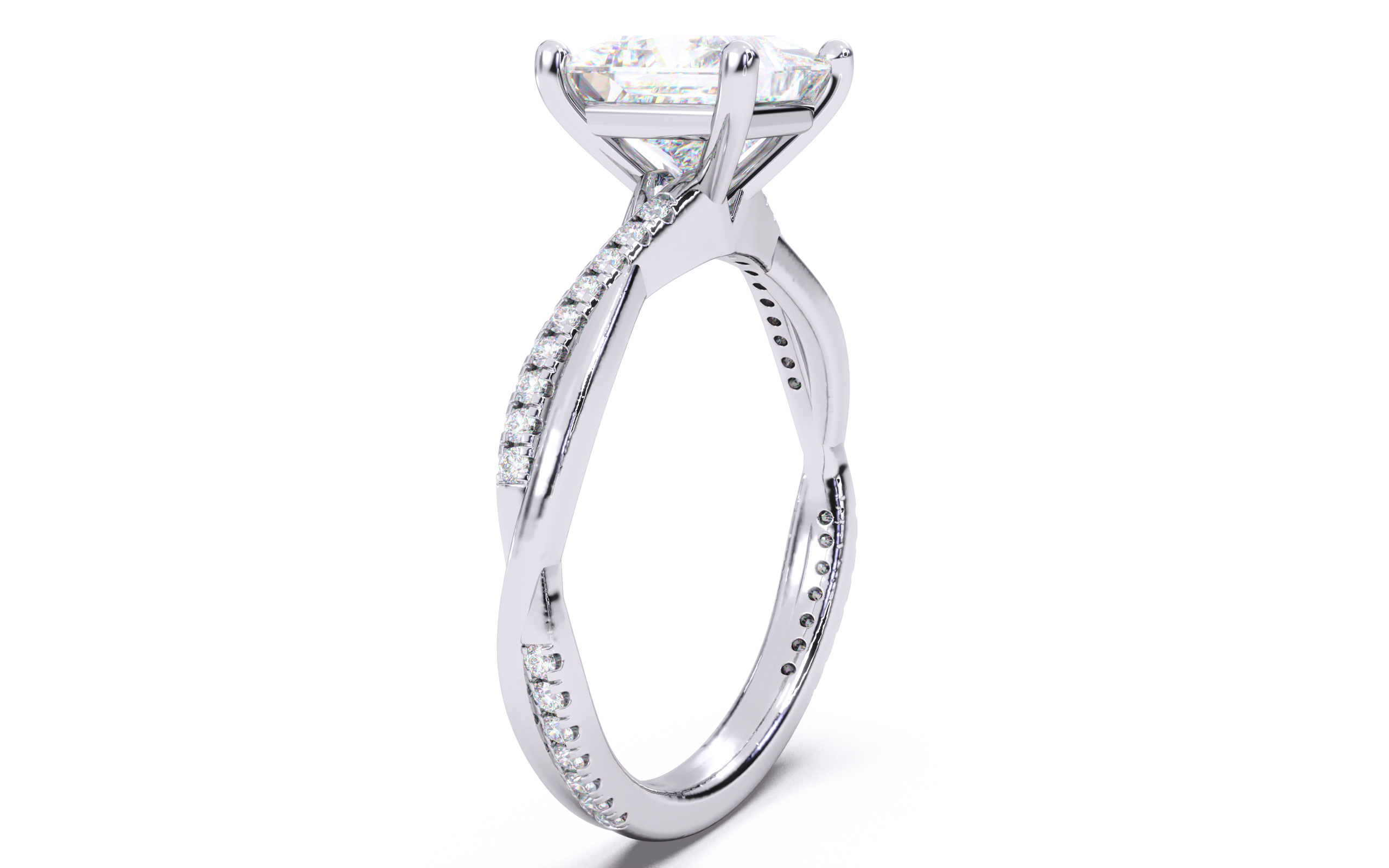 Princess Diamond Pave Setting Solitaire Ring  3D print model_18