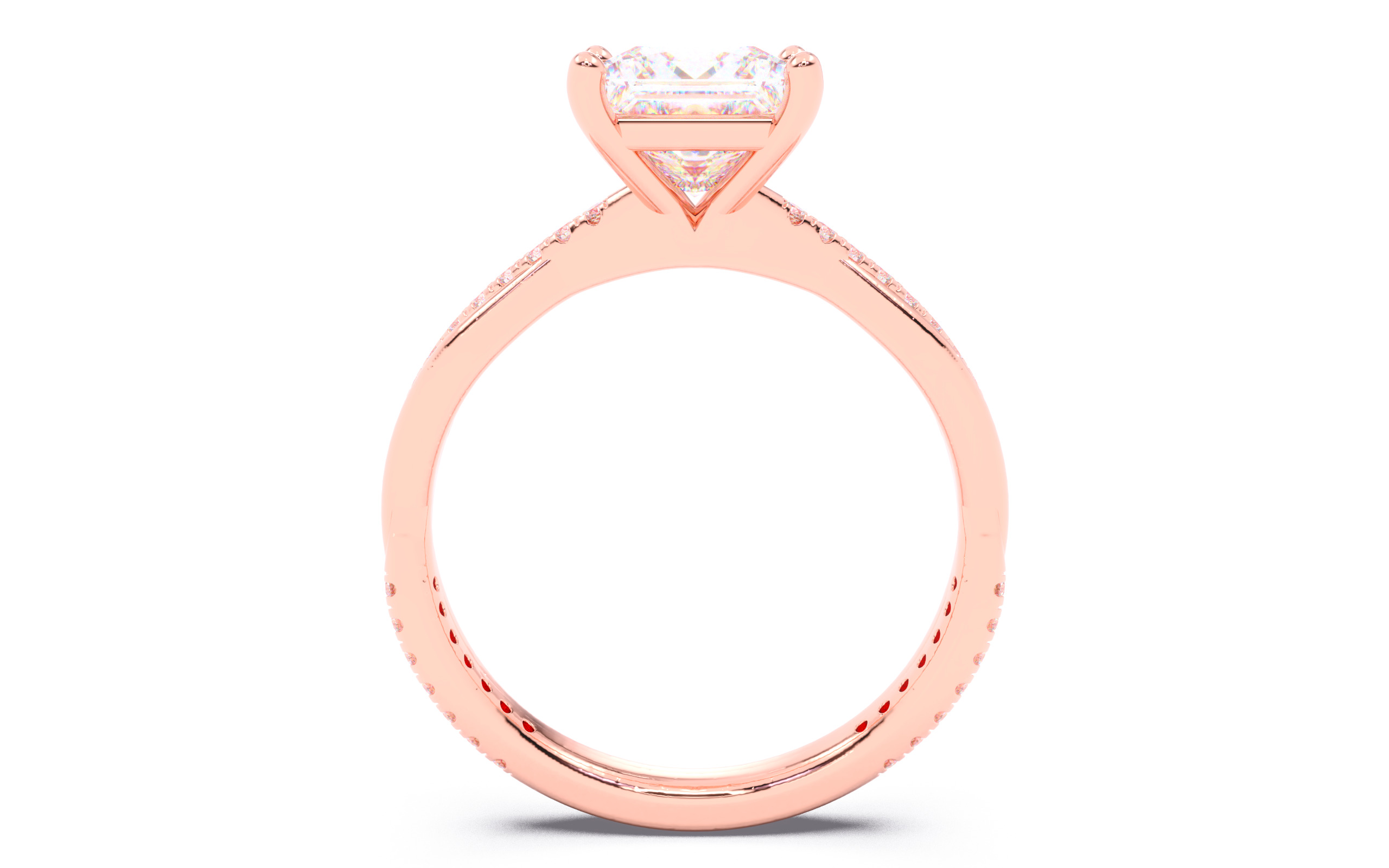 Princess Diamond Pave Setting Solitaire Ring  3D print model_9