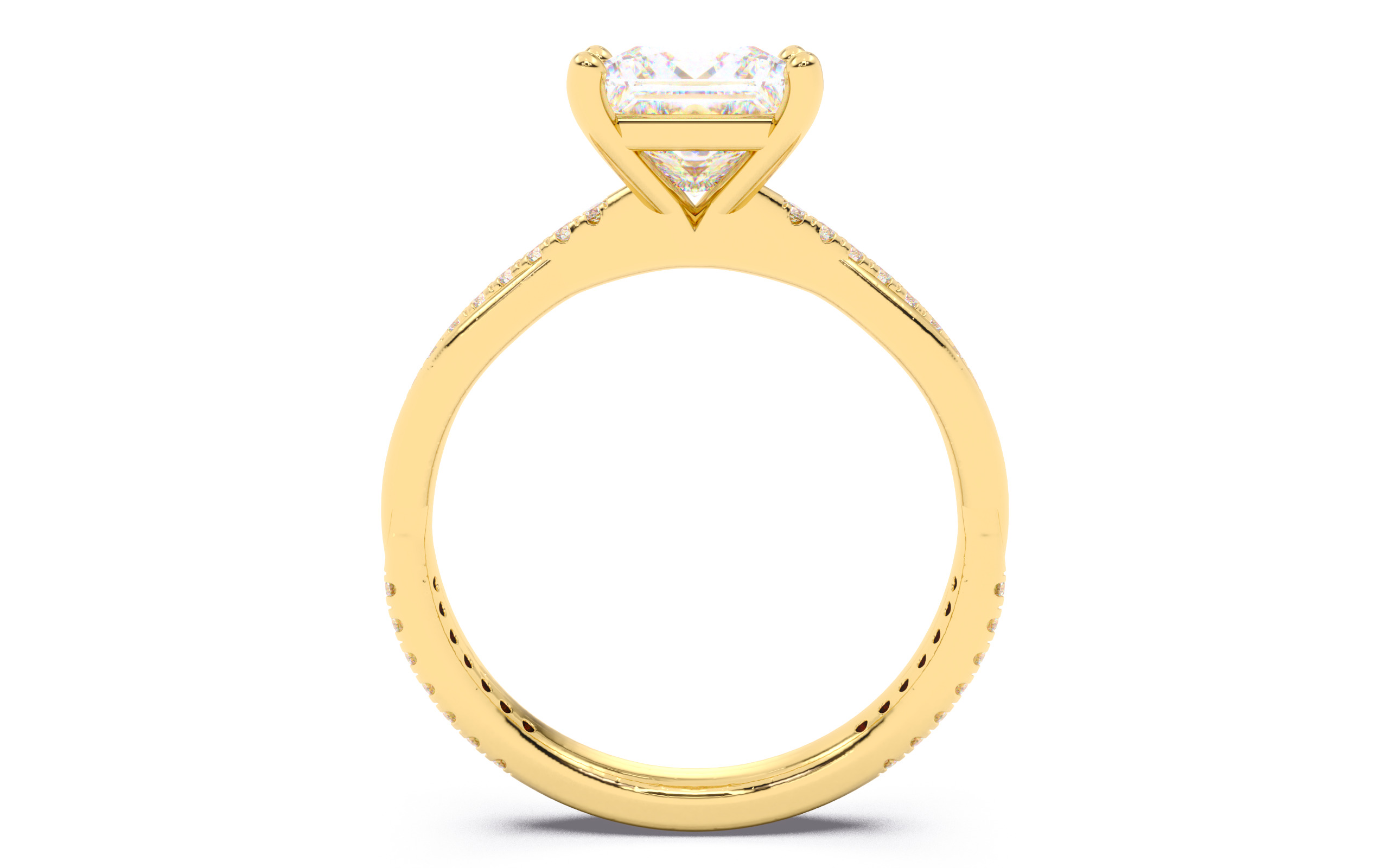 Princess Diamond Pave Setting Solitaire Ring  3D print model_5