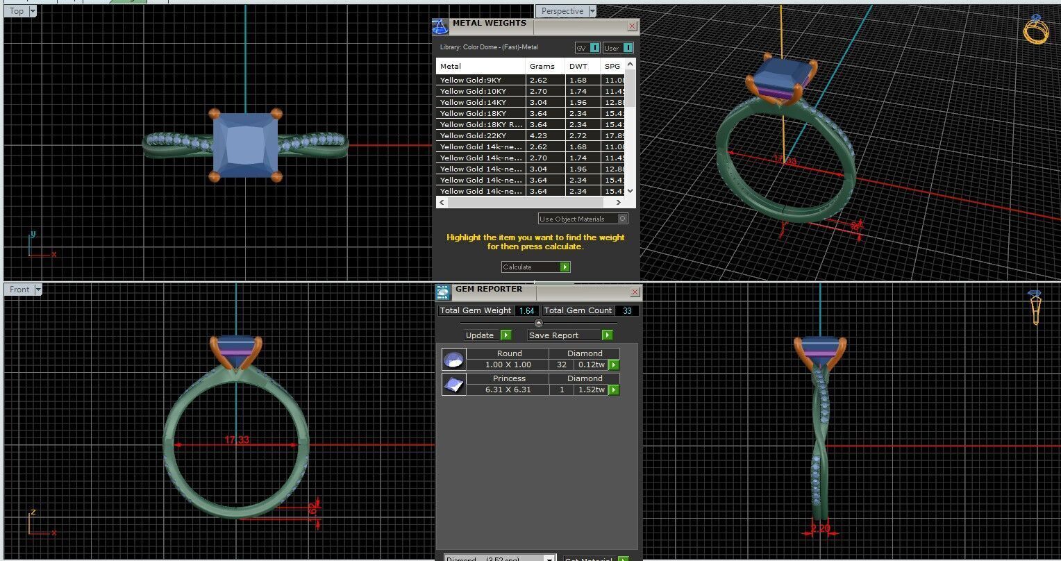 Princess Diamond Pave Setting Solitaire Ring  3D print model_25