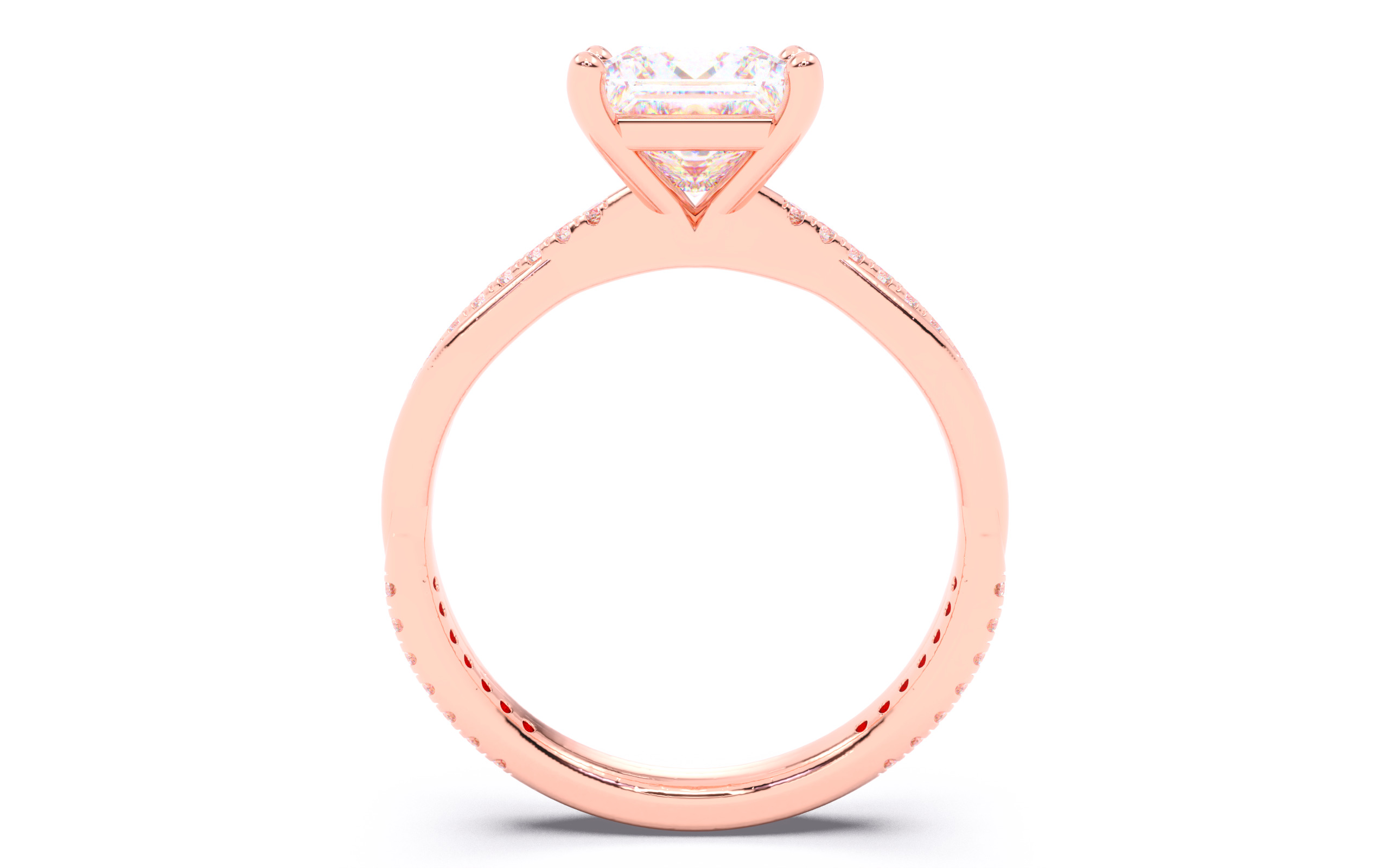 Princess Diamond Pave Setting Solitaire Ring  3D print model_10