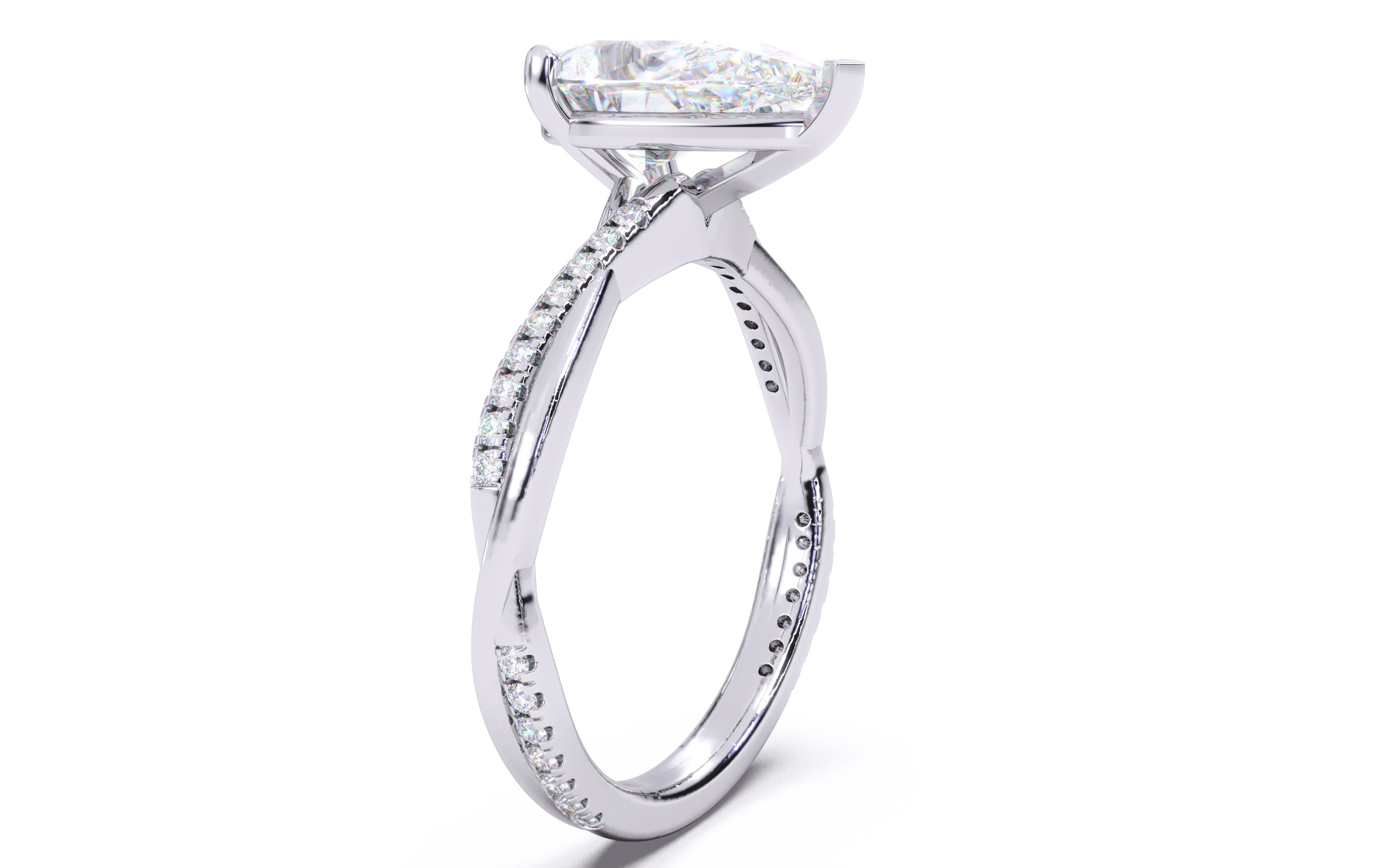 Pear Diamond Pave Setting Solitaire Ring  3D print model_18