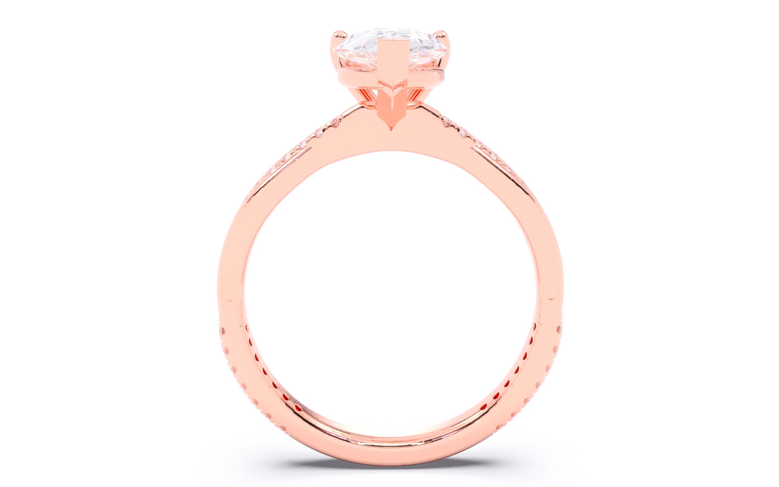Pear Diamond Pave Setting Solitaire Ring  3D print model_10