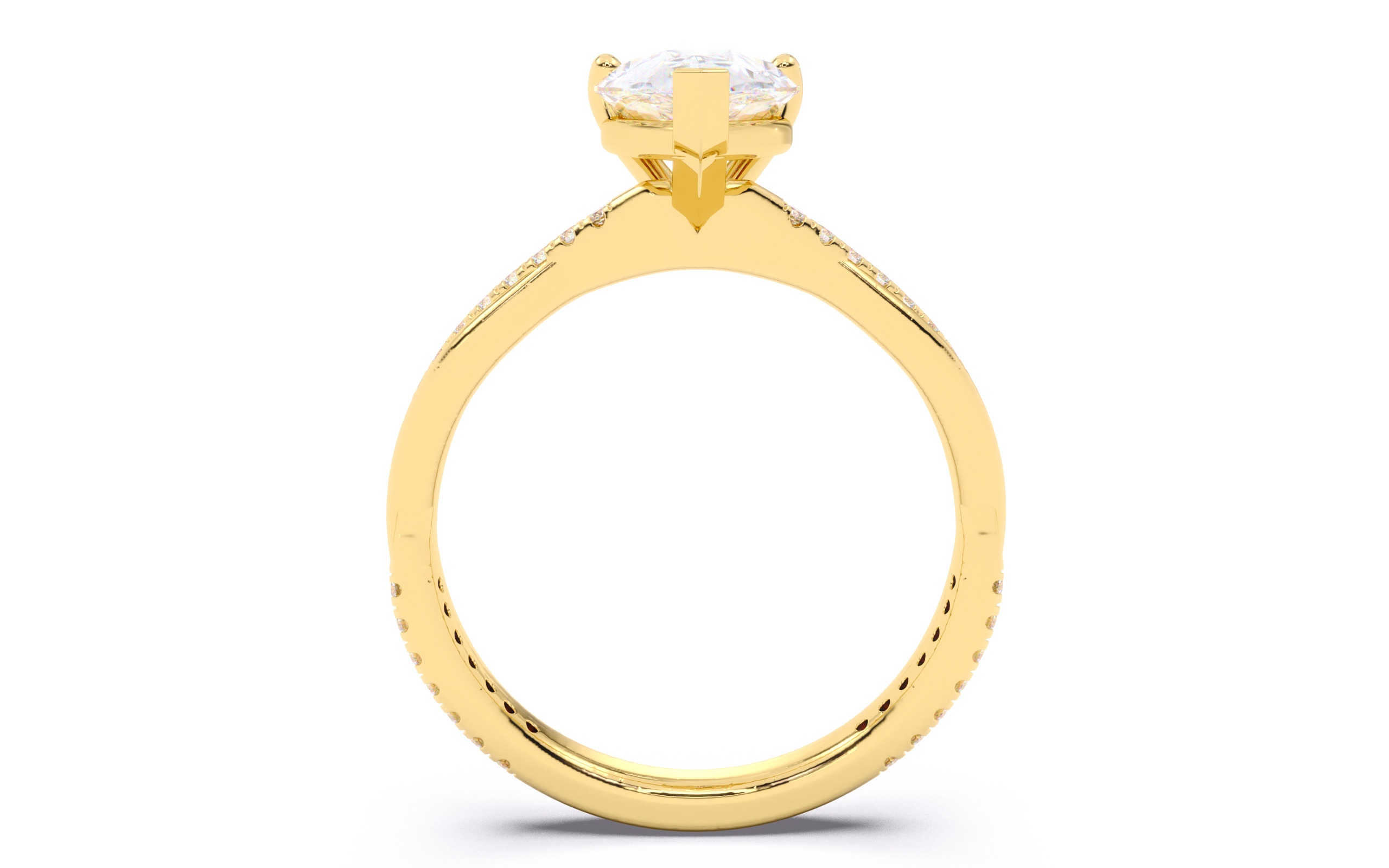Pear Diamond Pave Setting Solitaire Ring  3D print model_6