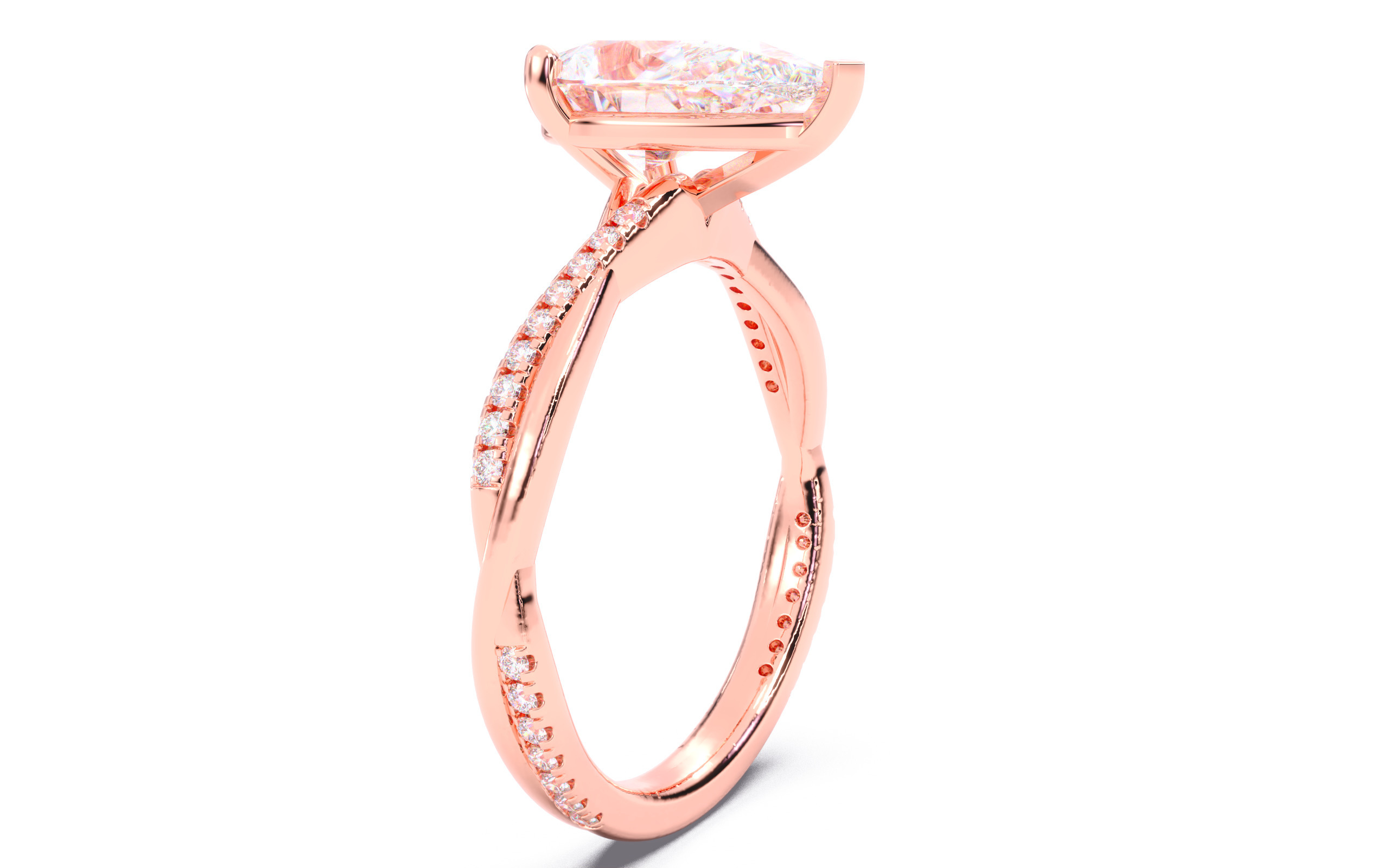 Pear Diamond Pave Setting Solitaire Ring  3D print model_19