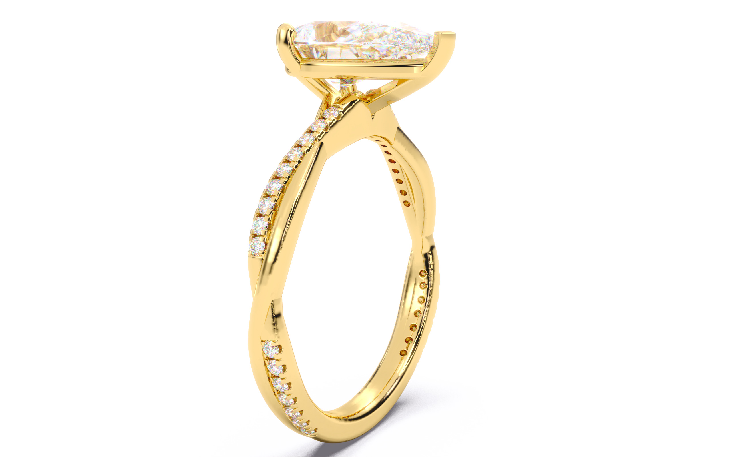 Pear Diamond Pave Setting Solitaire Ring  3D print model_17