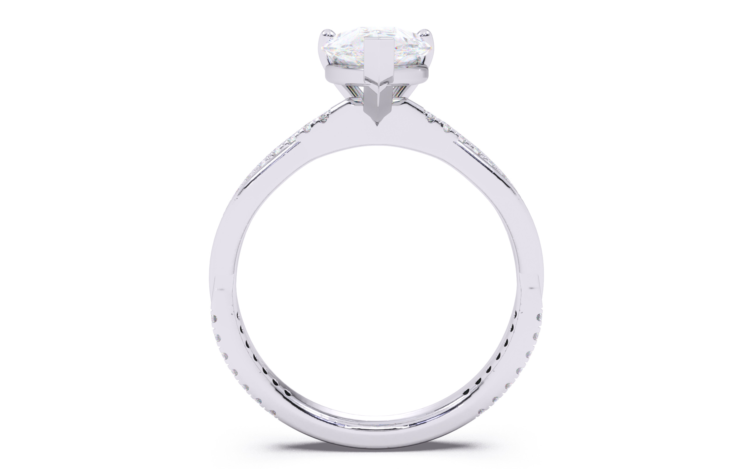 Pear Diamond Pave Setting Solitaire Ring  3D print model_7