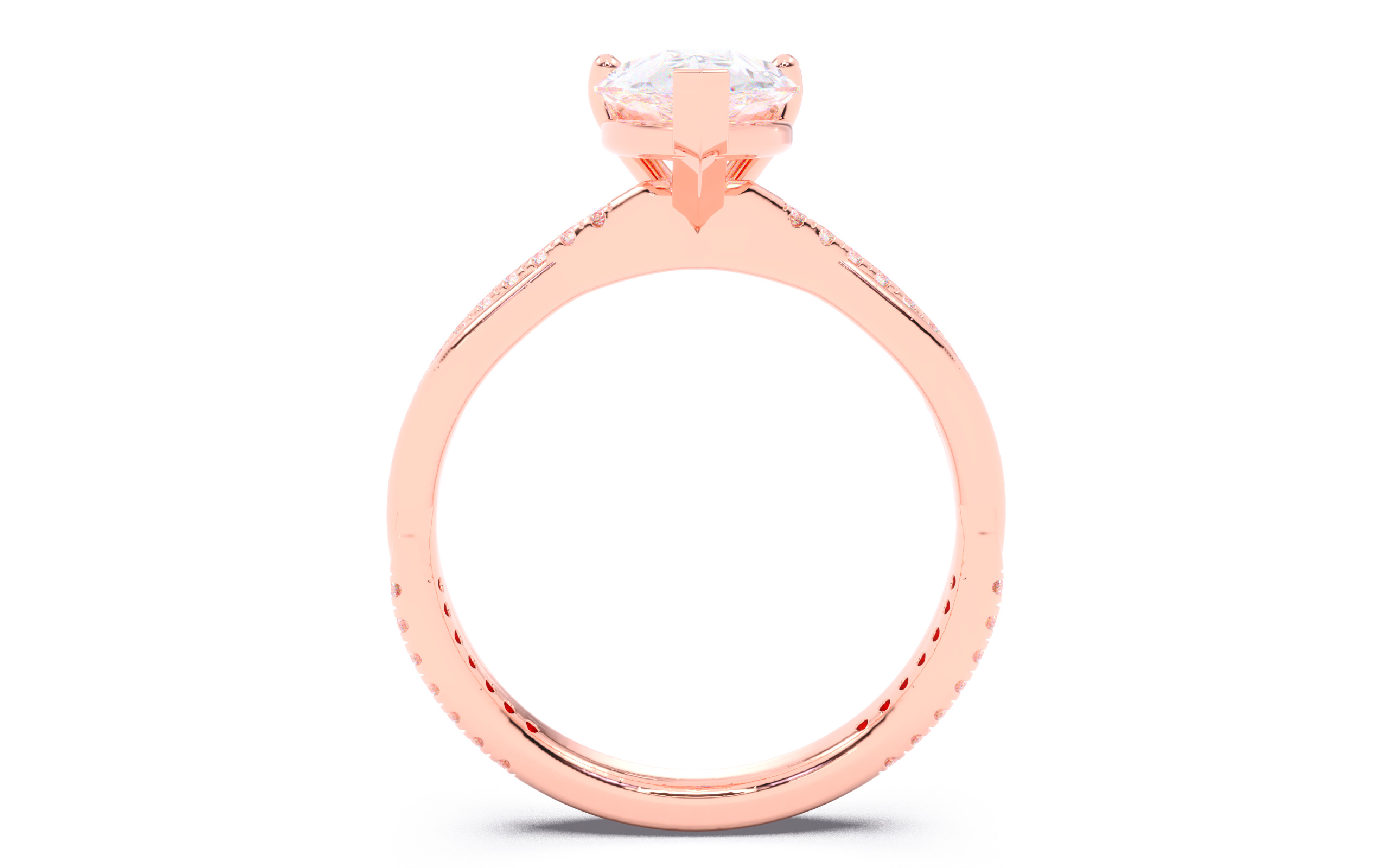 Pear Diamond Pave Setting Solitaire Ring  3D print model_9