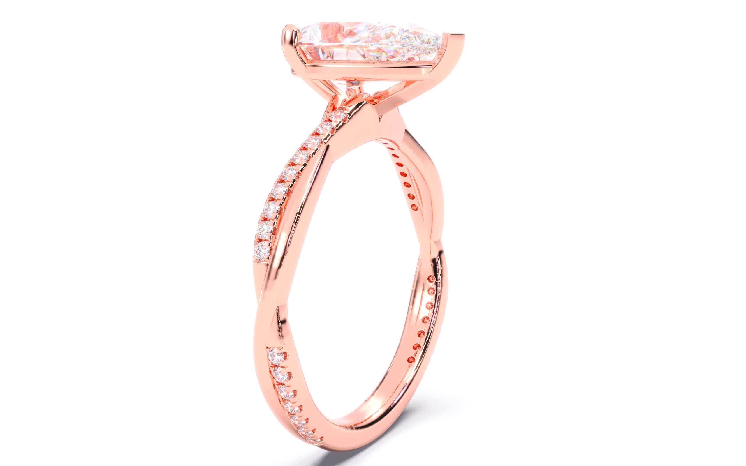 Pear Diamond Pave Setting Solitaire Ring  3D print model_20