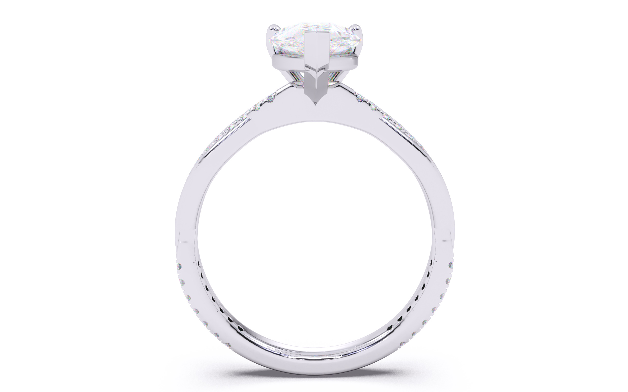 Pear Diamond Pave Setting Solitaire Ring  3D print model_8