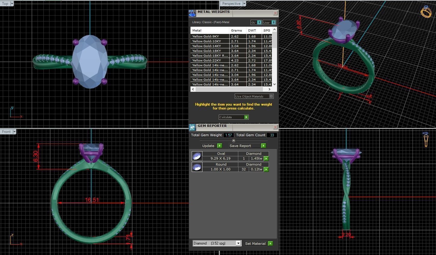 Oval Diamond Pave Setting Solitaire Ring  3D print model_1