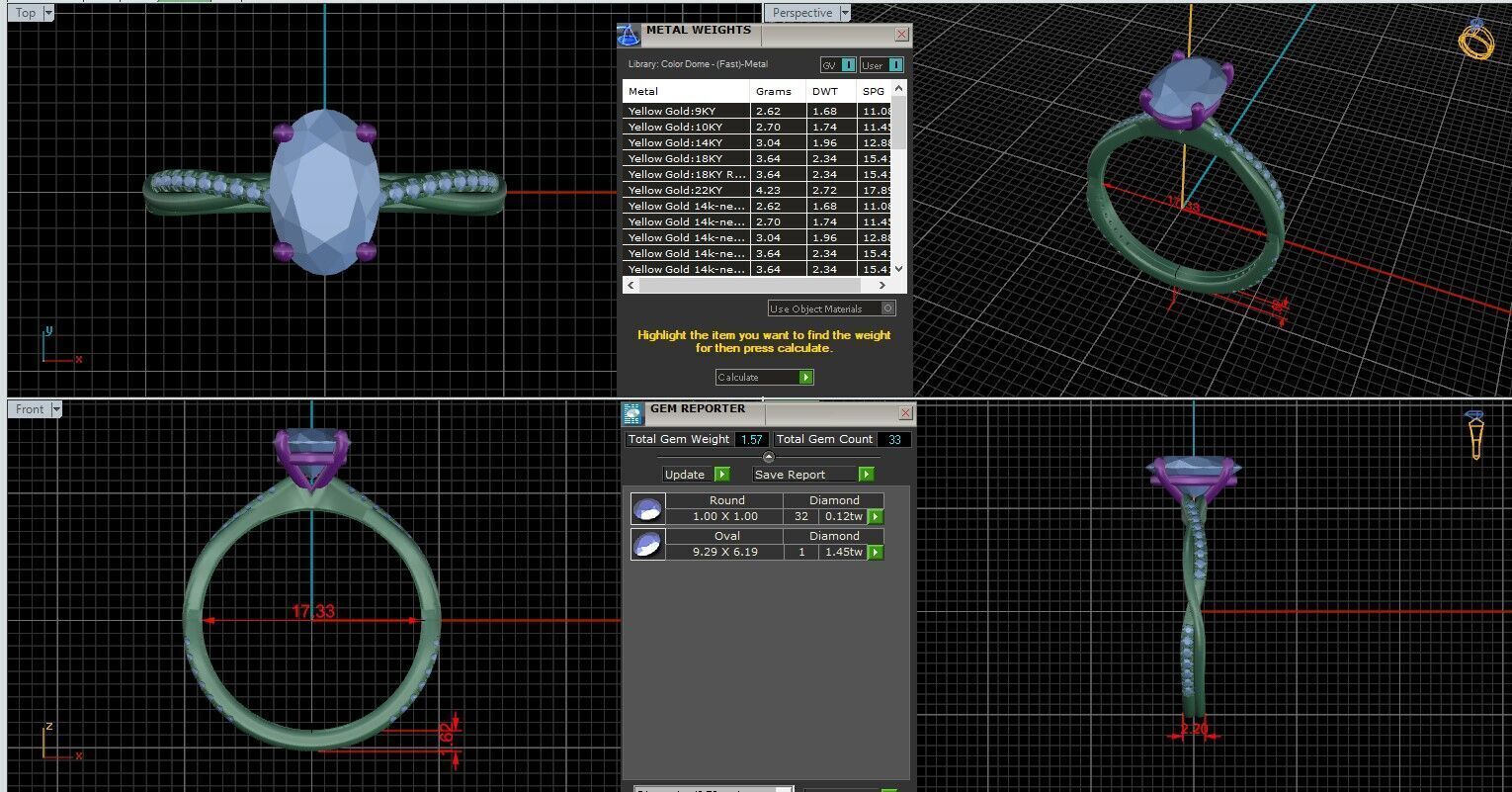 Oval Diamond Pave Setting Solitaire Ring  3D print model_25