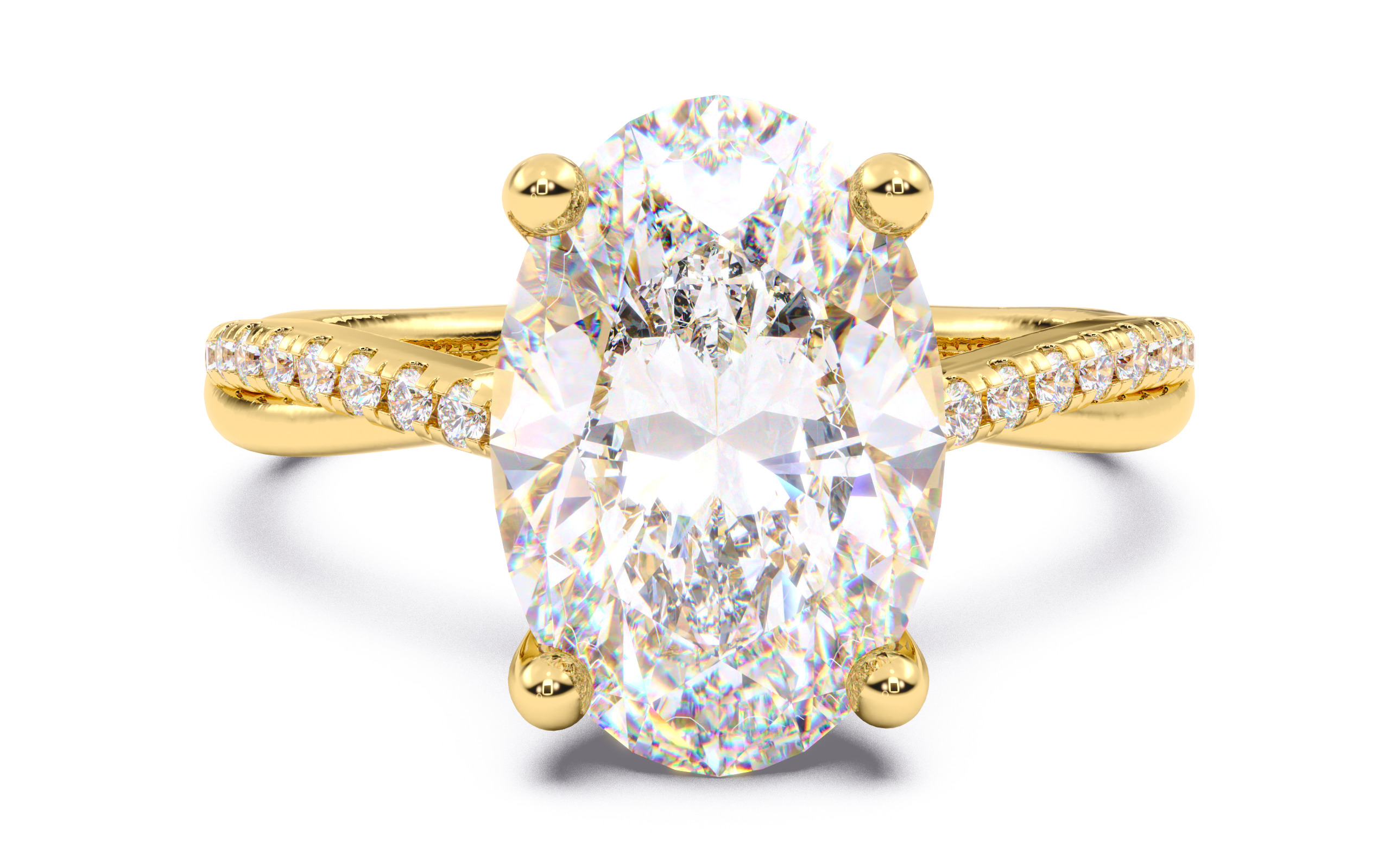 Oval Diamond Pave Setting Solitaire Ring  3D print model_15