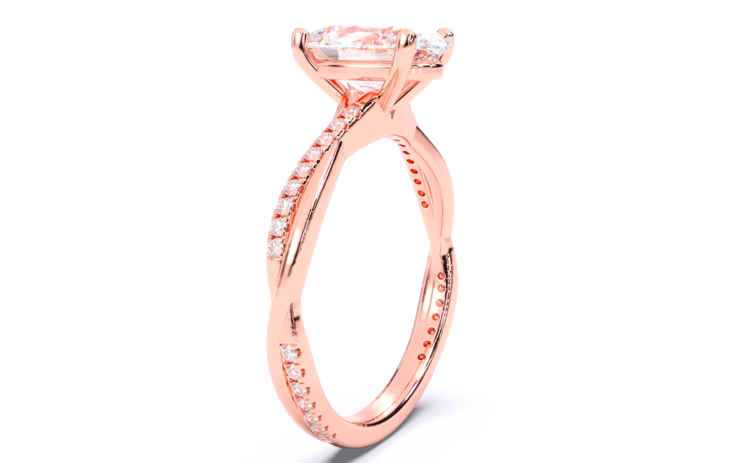 Oval Diamond Pave Setting Solitaire Ring  3D print model_20