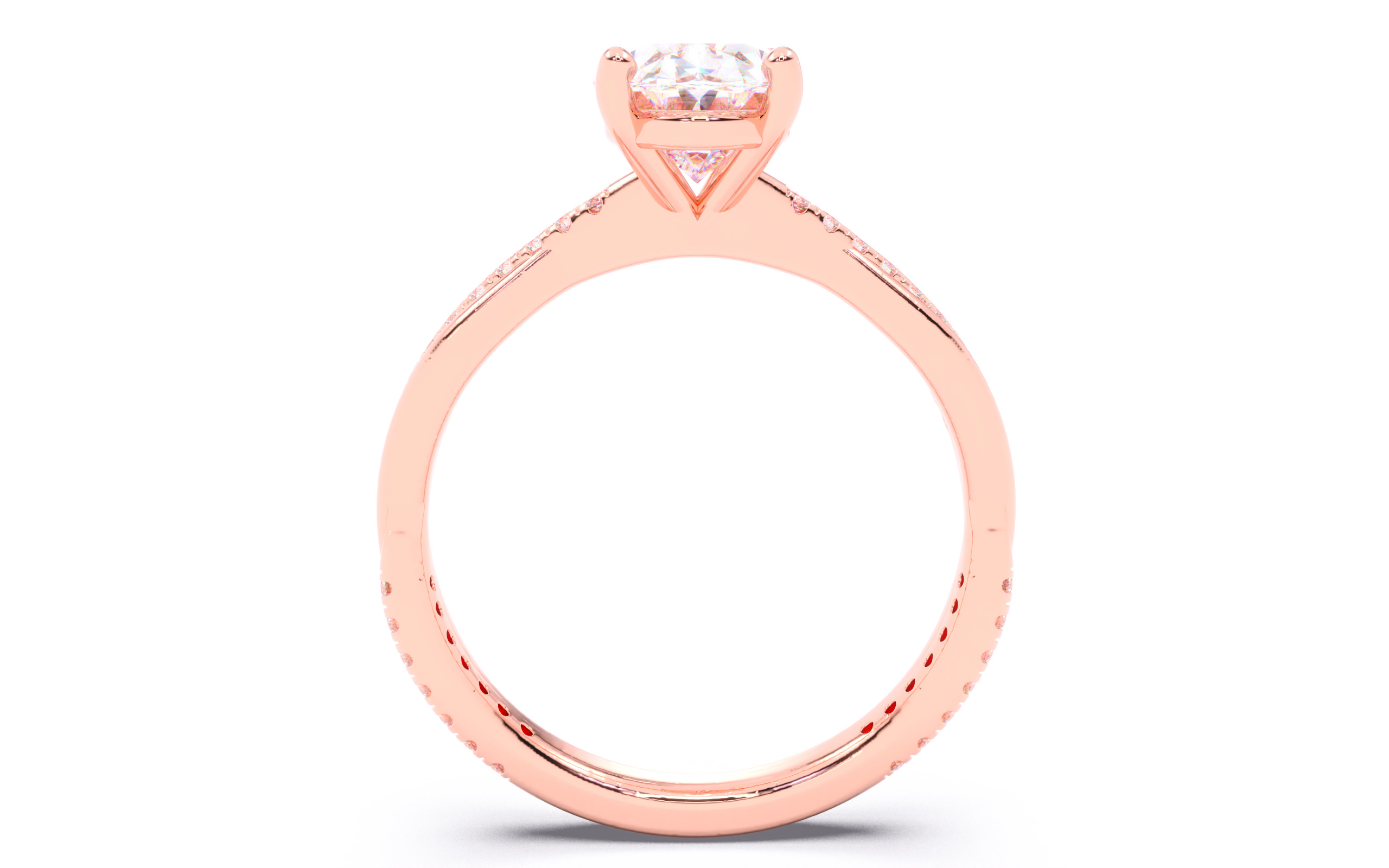 Oval Diamond Pave Setting Solitaire Ring  3D print model_10