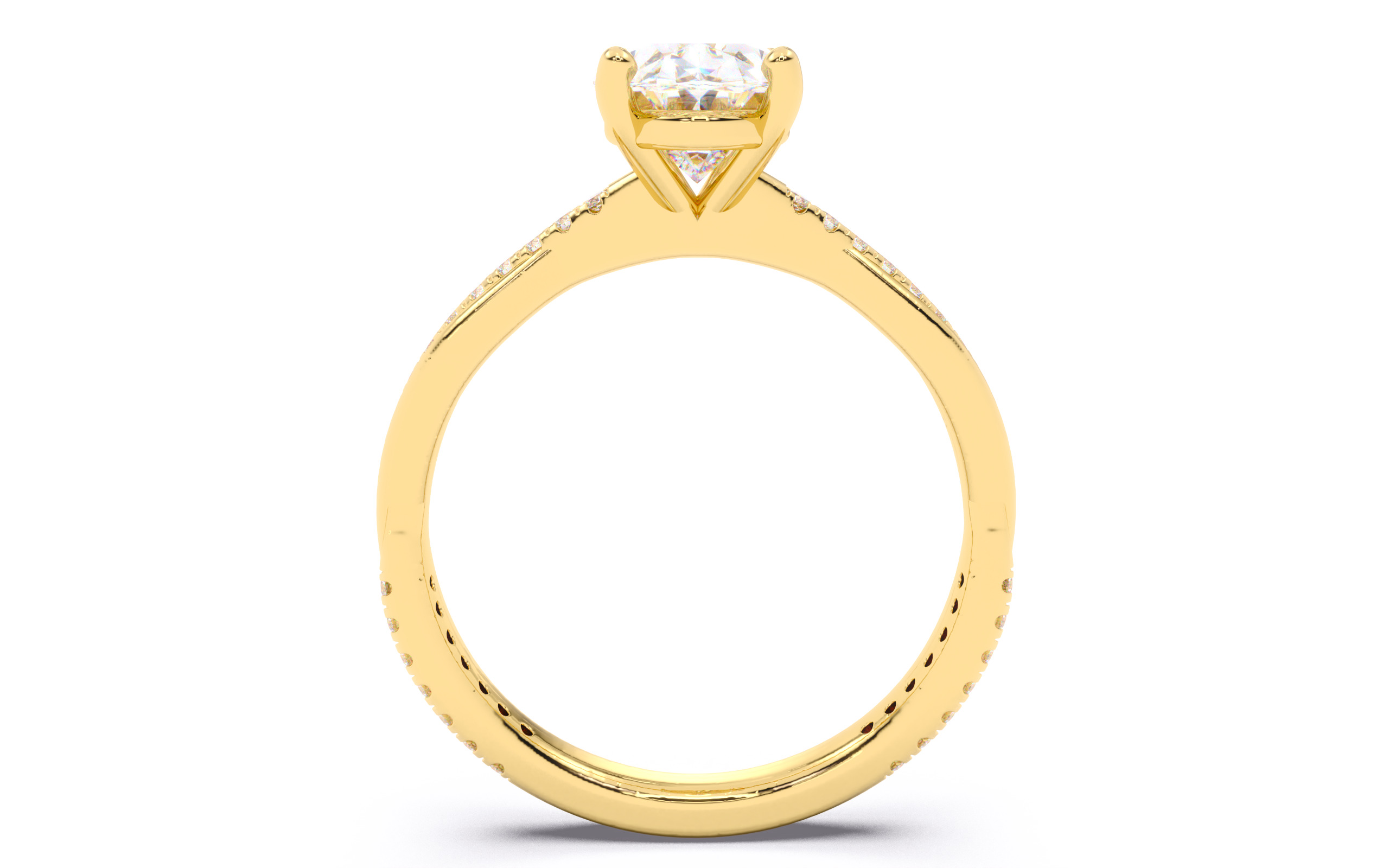Oval Diamond Pave Setting Solitaire Ring  3D print model_6