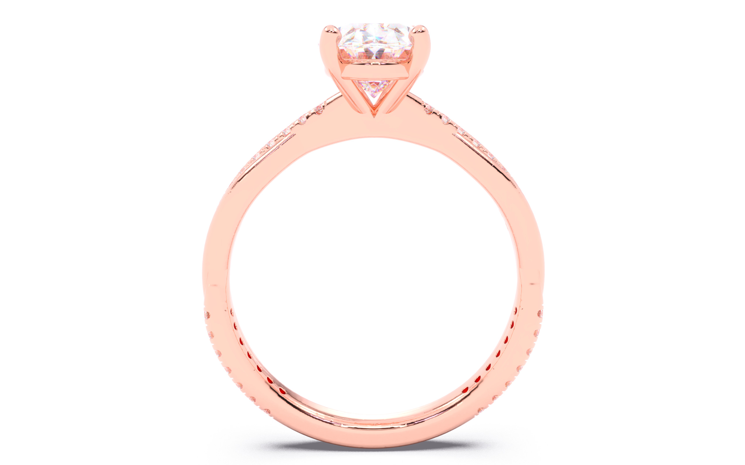 Oval Diamond Pave Setting Solitaire Ring  3D print model_9