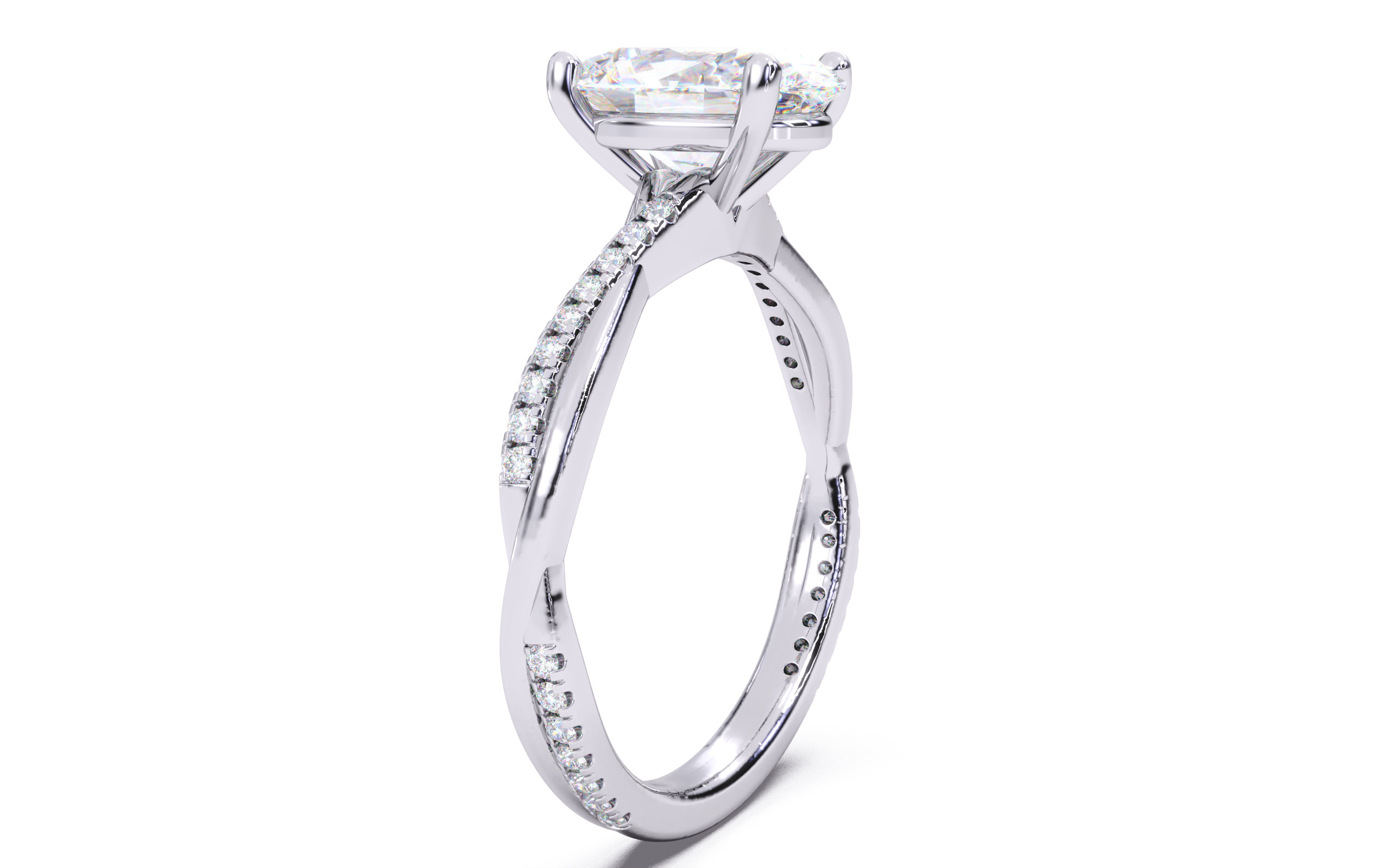 Oval Diamond Pave Setting Solitaire Ring  3D print model_12
