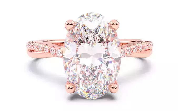 Oval Diamond Pave Setting Solitaire Ring  3D print model