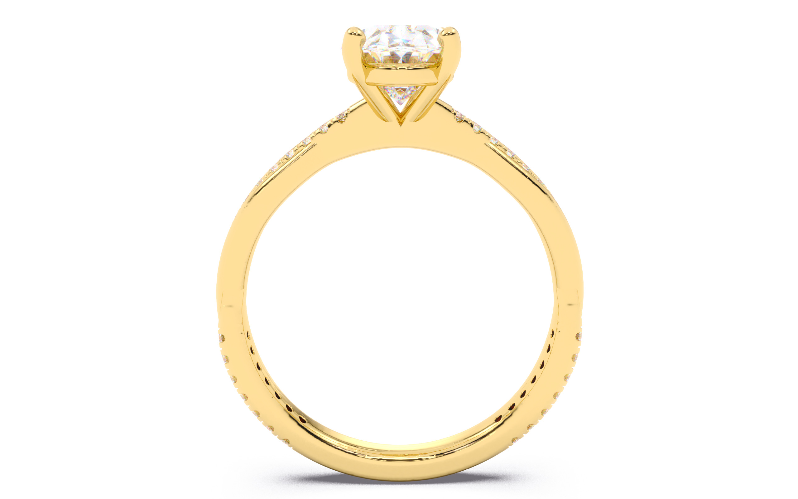 Oval Diamond Pave Setting Solitaire Ring  3D print model_5