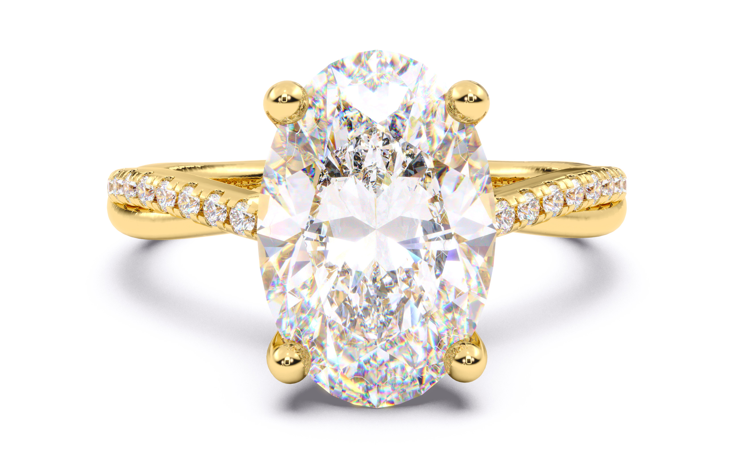 Oval Diamond Pave Setting Solitaire Ring  3D print model_16