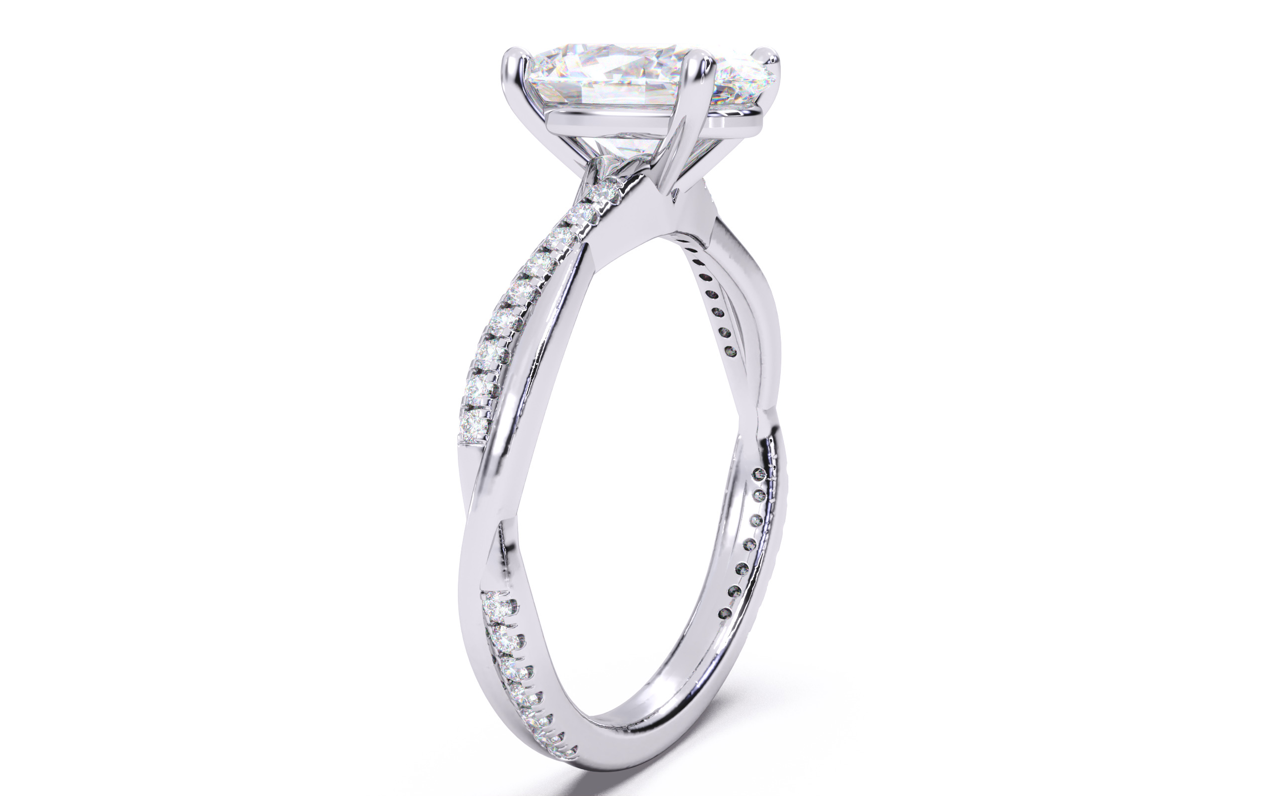 Oval Diamond Pave Setting Solitaire Ring  3D print model_18