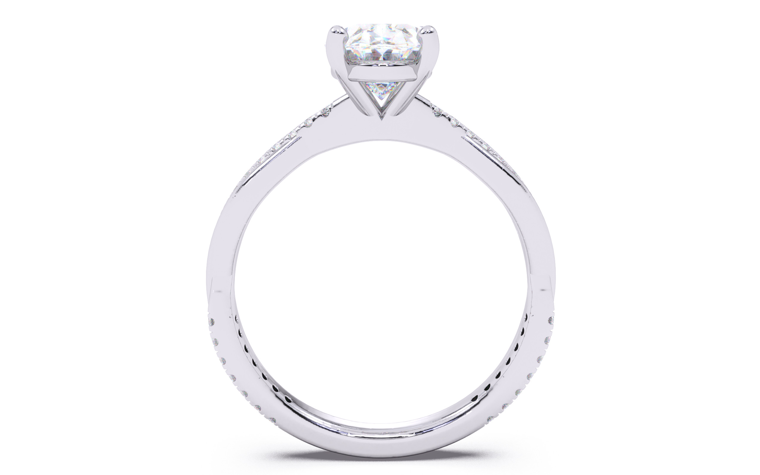 Oval Diamond Pave Setting Solitaire Ring  3D print model_7