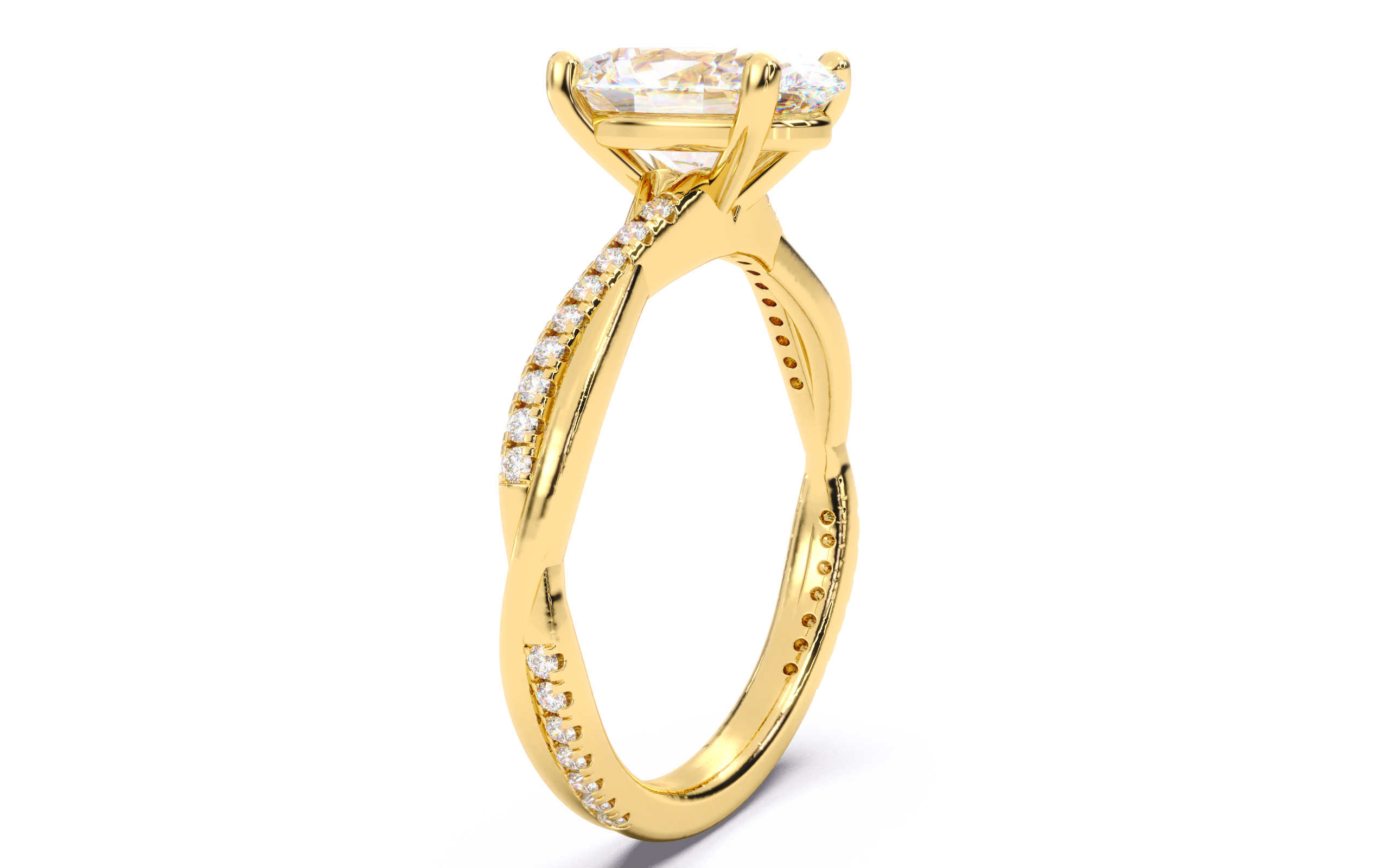Oval Diamond Pave Setting Solitaire Ring  3D print model_17