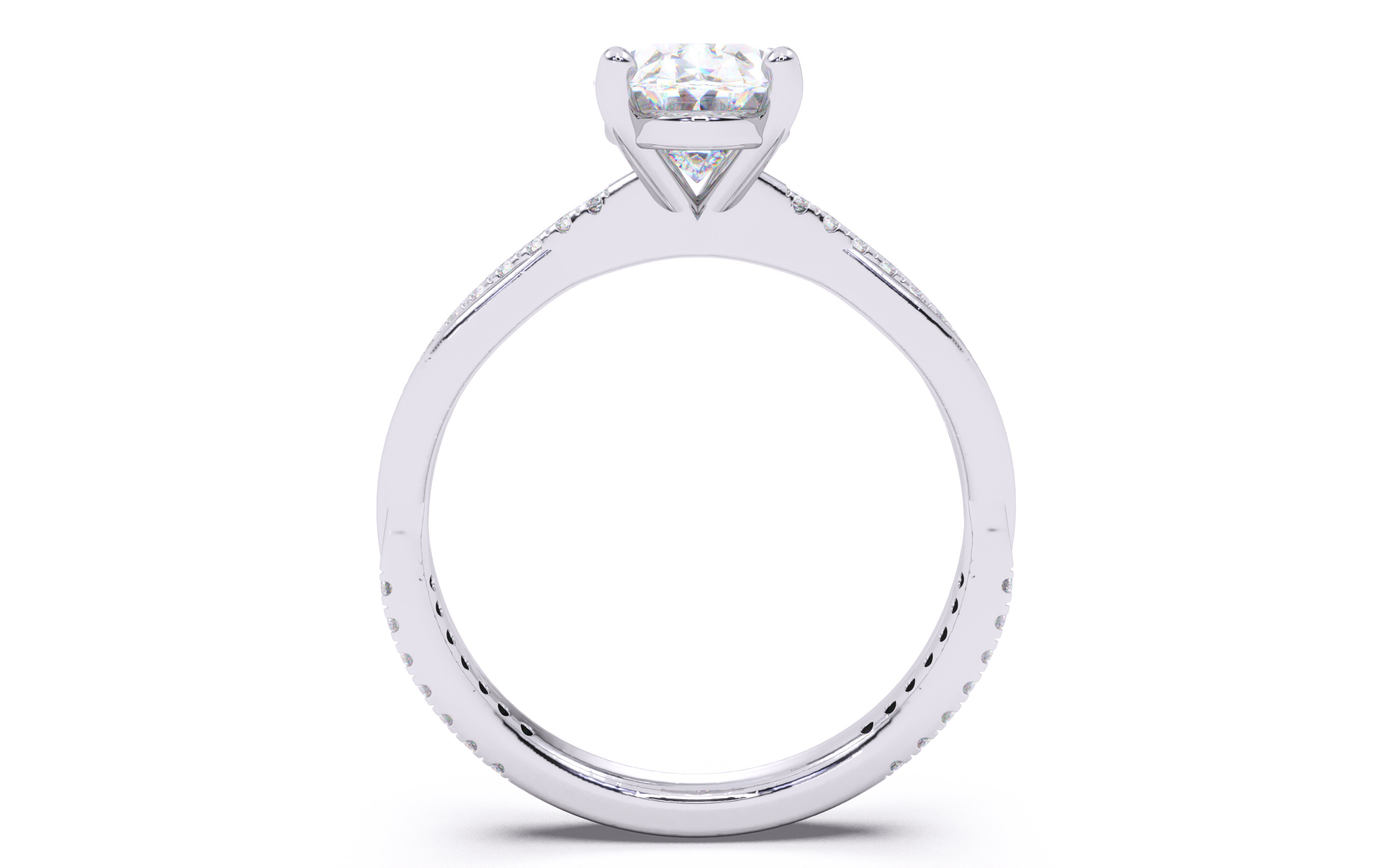 Oval Diamond Pave Setting Solitaire Ring  3D print model_8