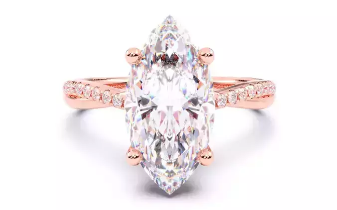 Marquise Diamond Pave Setting Solitaire Ring  3D print model