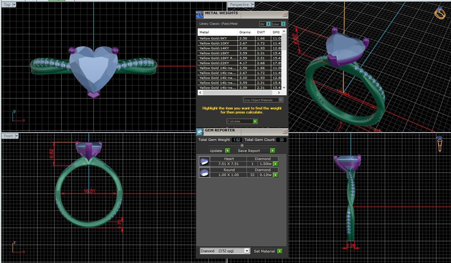 Heart Diamond Pave Setting Solitaire Ring  3D print model_1