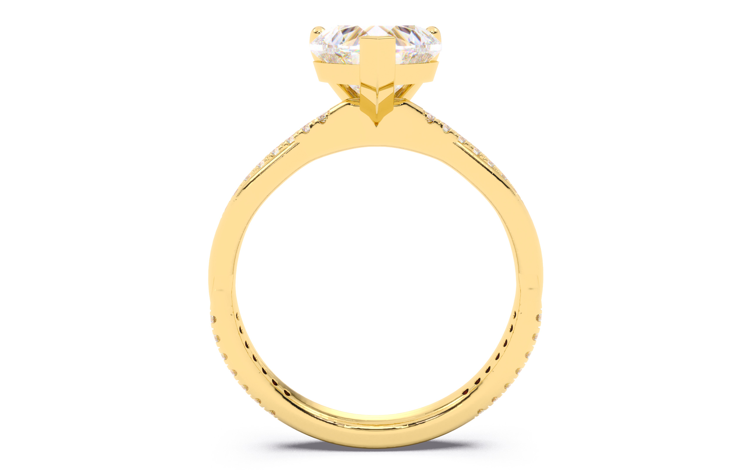 Heart Diamond Pave Setting Solitaire Ring  3D print model_5