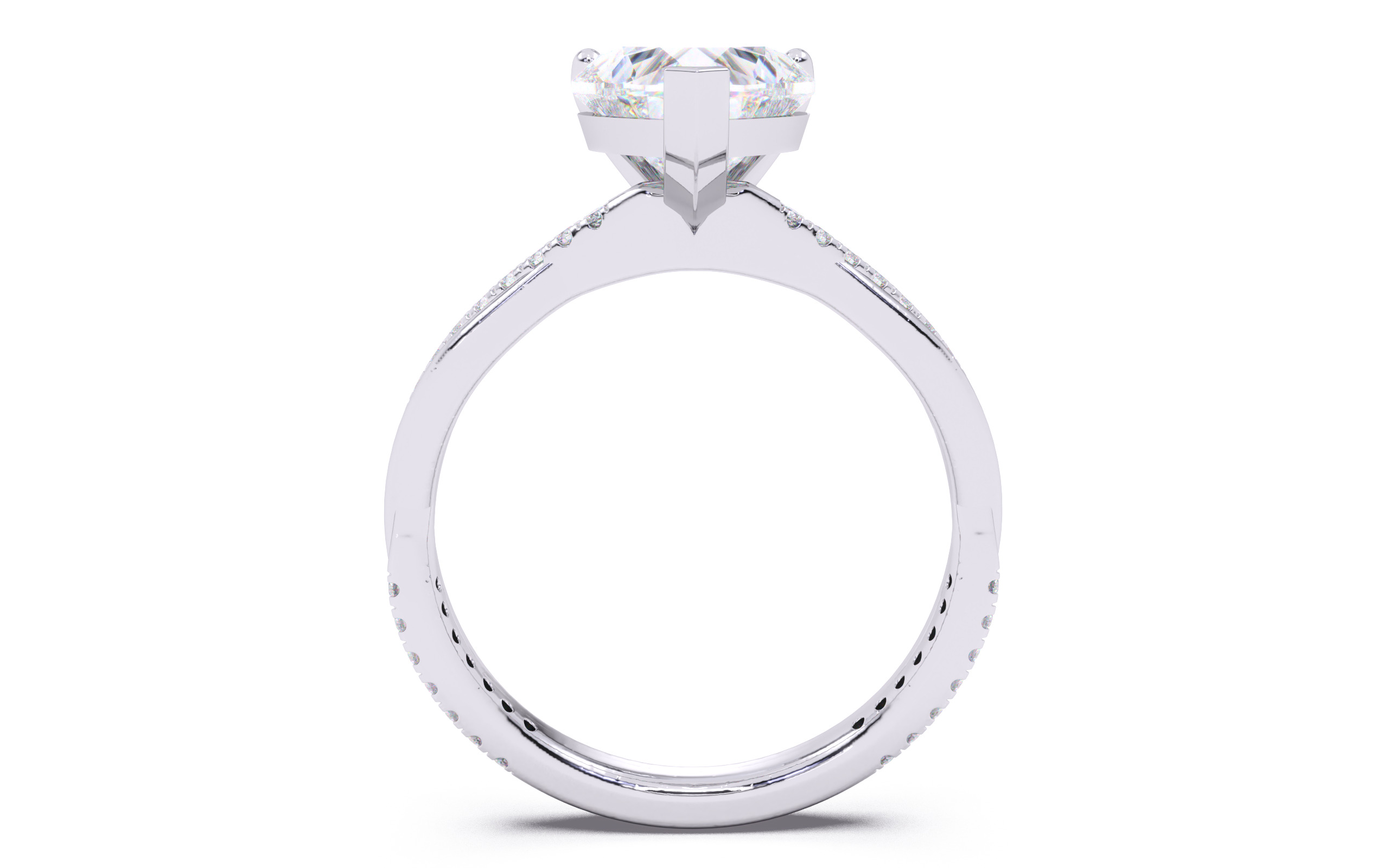 Heart Diamond Pave Setting Solitaire Ring  3D print model_7